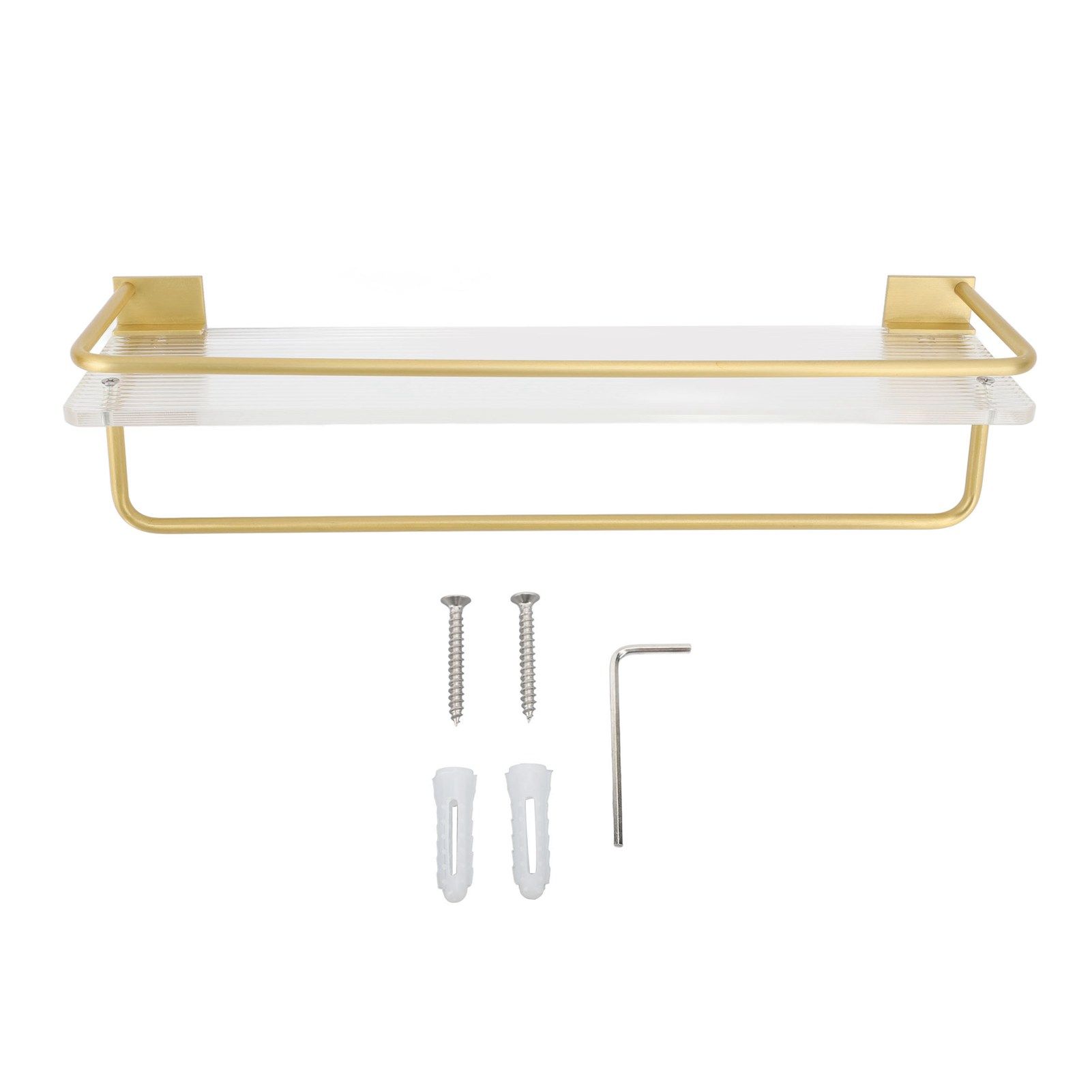 Bathroom Wall Shelf Space Aluminum and Acrylic Rustproof Punch Free Wall