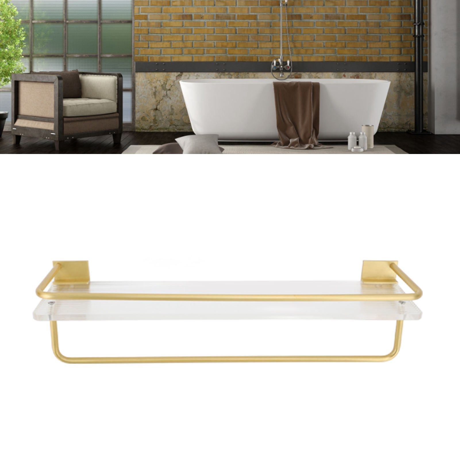Bathroom Wall Shelf Space Aluminum and Acrylic Rustproof Punch Free Wall view 11