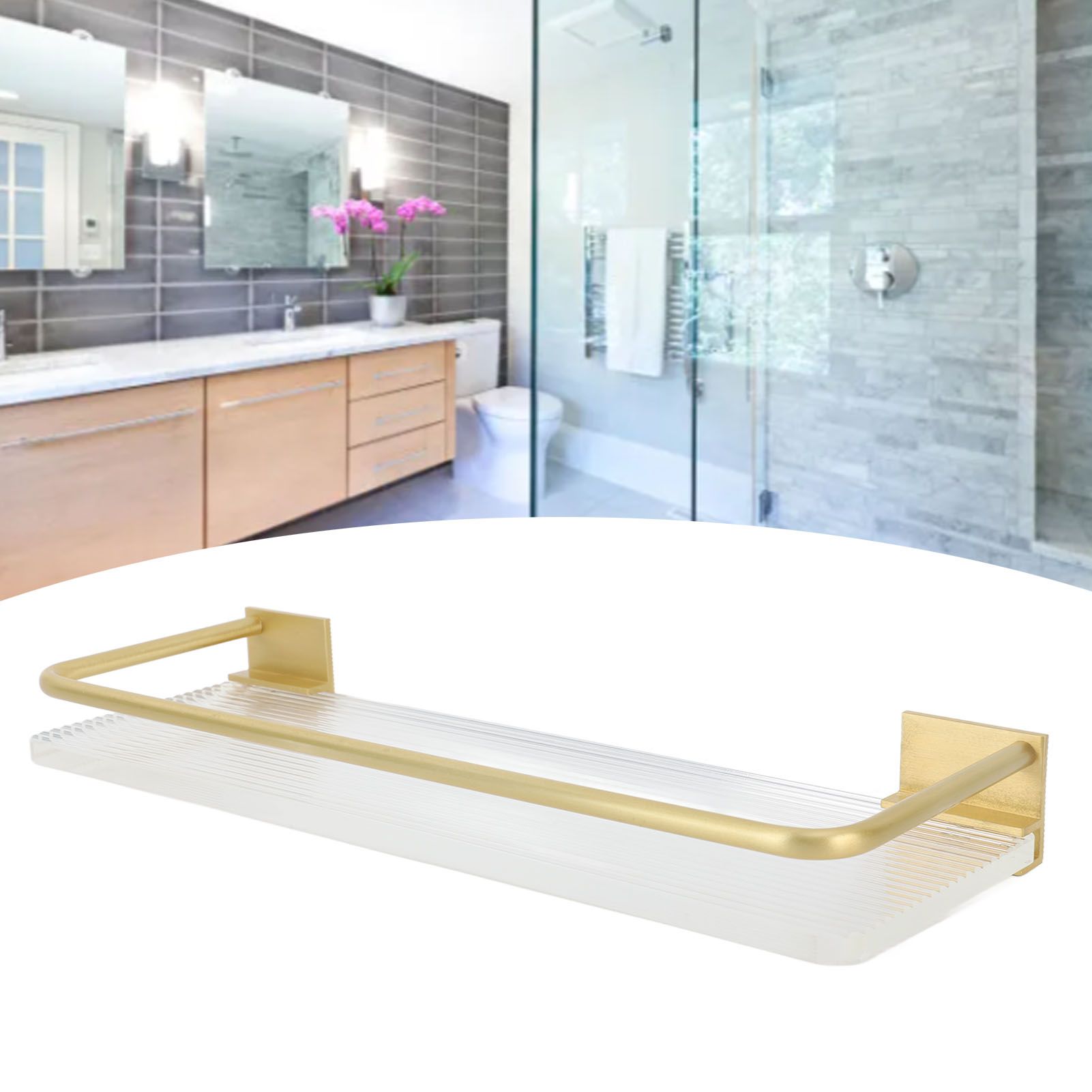Floating Shelf Space Aluminum Acrylic Wall Mounted Decorative Storage Shelf view 11