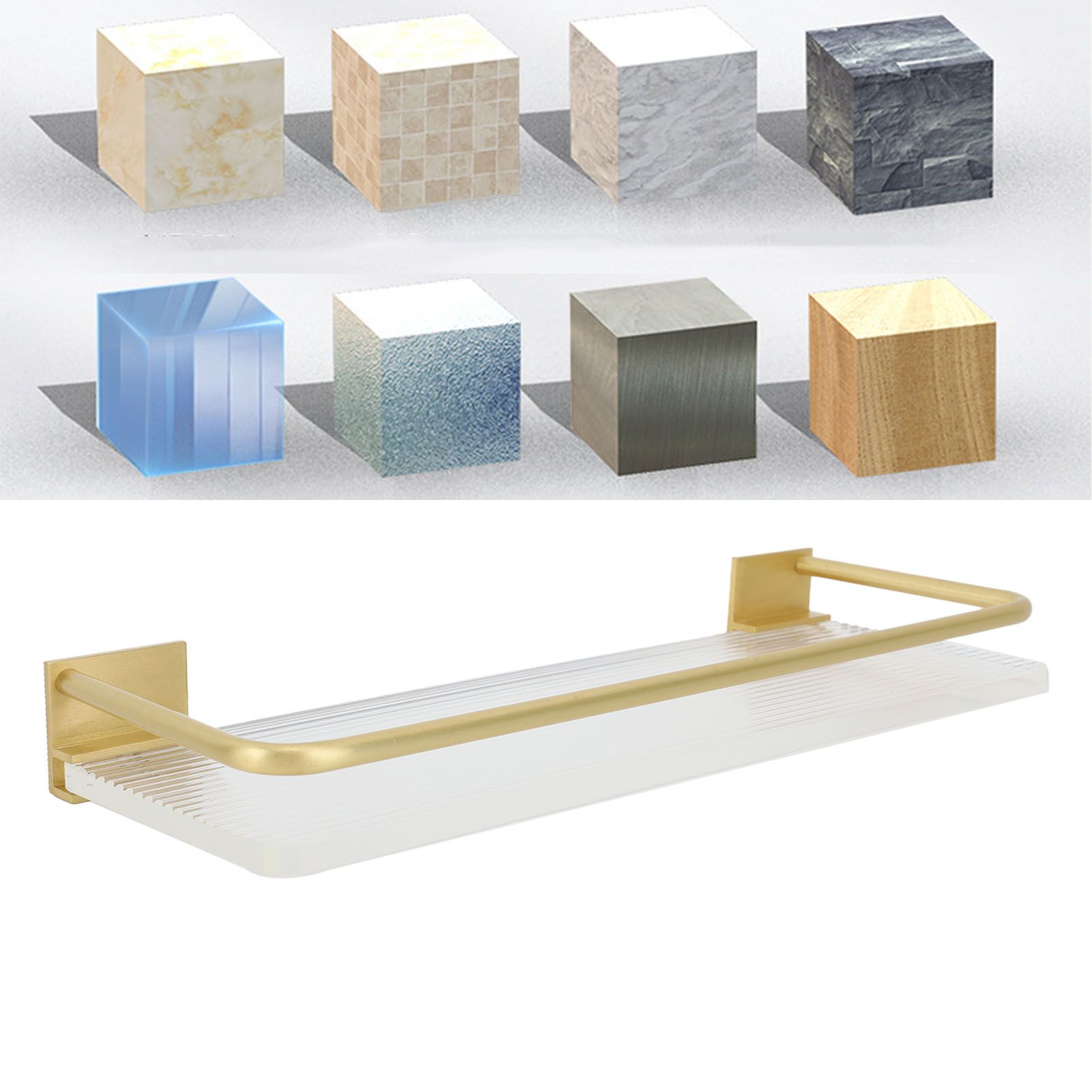Floating Shelf Space Aluminum Acrylic Wall Mounted Decorative Storage Shelf view 12