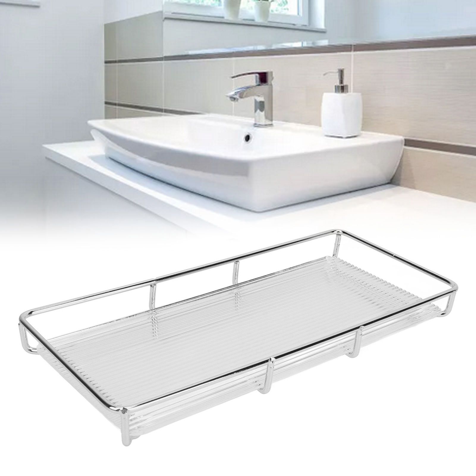 Bathroom Countertop Tray Stainless Steel Acrylic Modern Minimalist Design view 11
