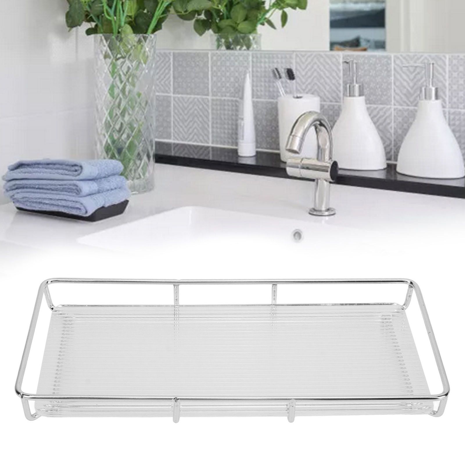 Bathroom Countertop Tray Stainless Steel Acrylic Modern Minimalist Design view 12