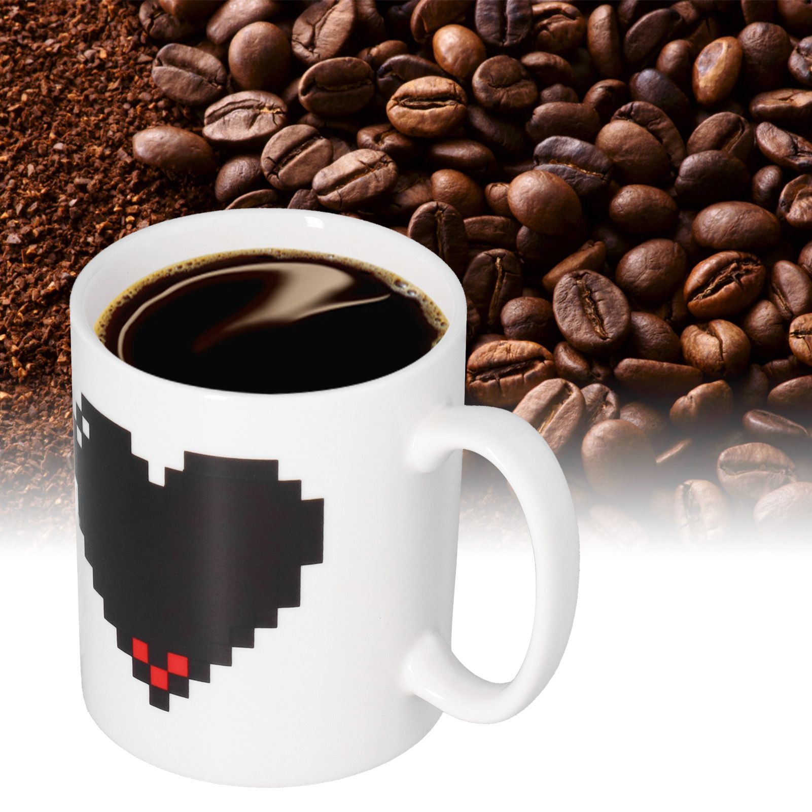 Ceramic Cup Heart Pattern Heat Sensitive Changing Color Mug for Home Office view 12