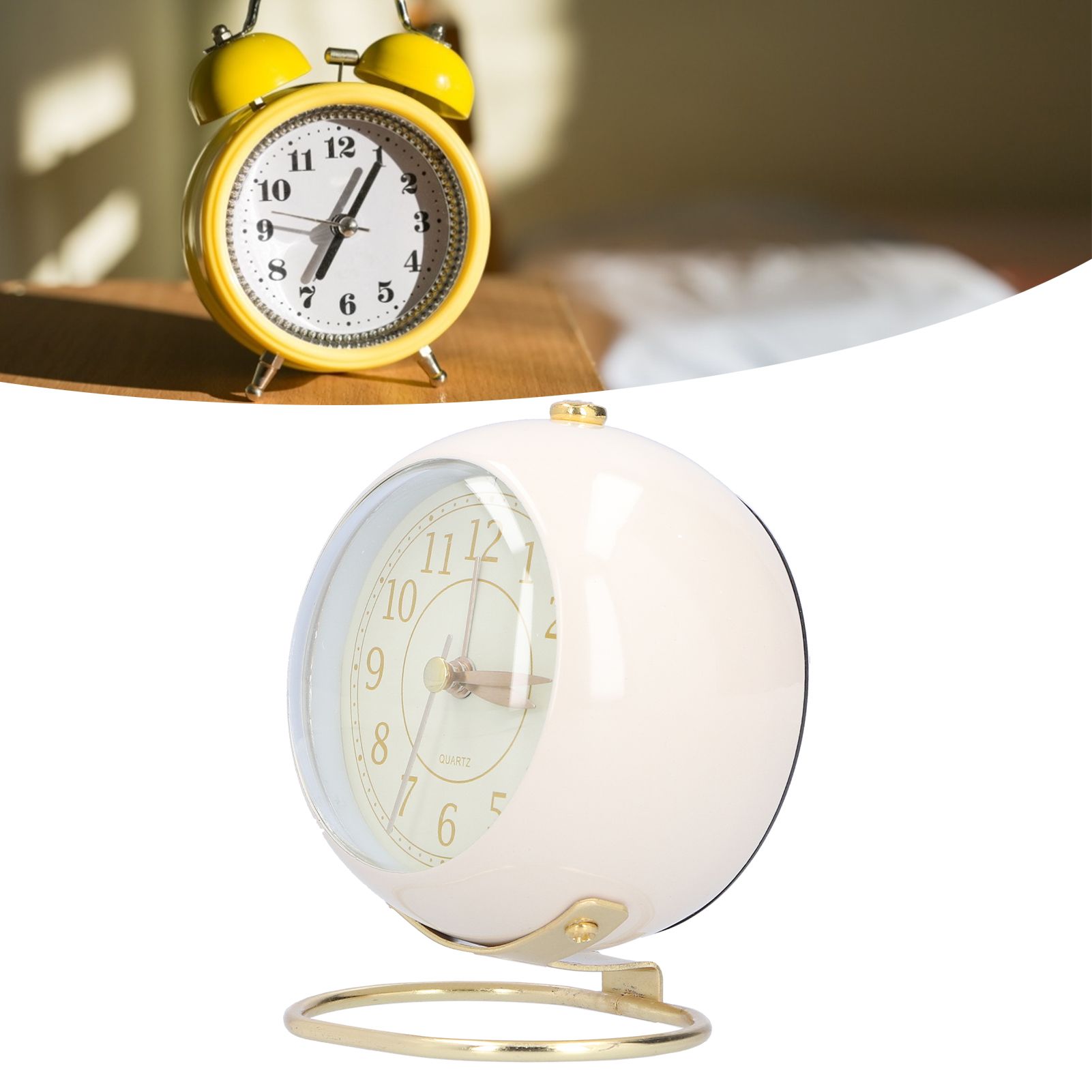 Alarm Clock Silent Non Ticking Metal Paint Power Saving Eye Protection Battery view 12
