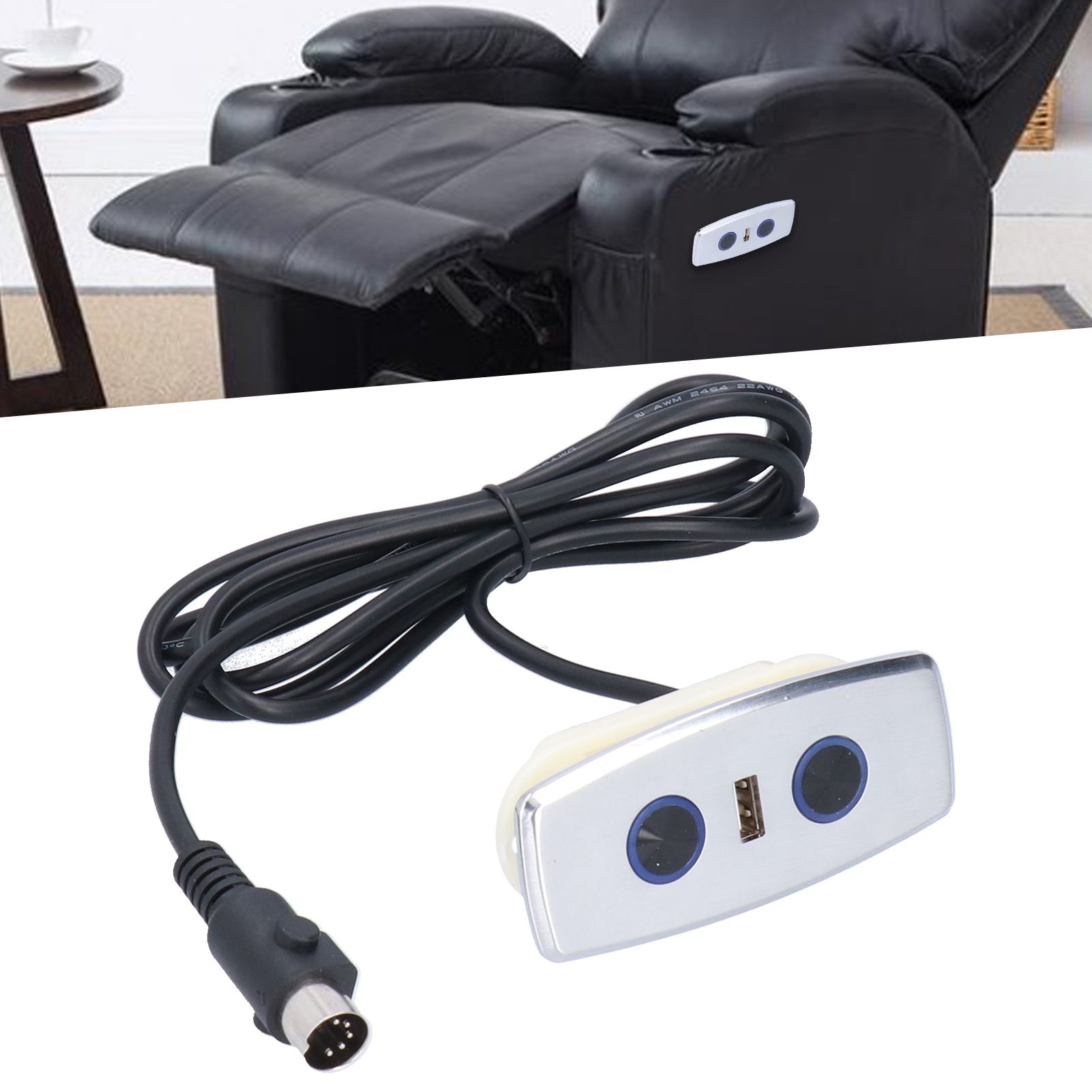 Electric Sofa Controller Zinc Alloy USB Port Power Recliner Hand Control for view 12