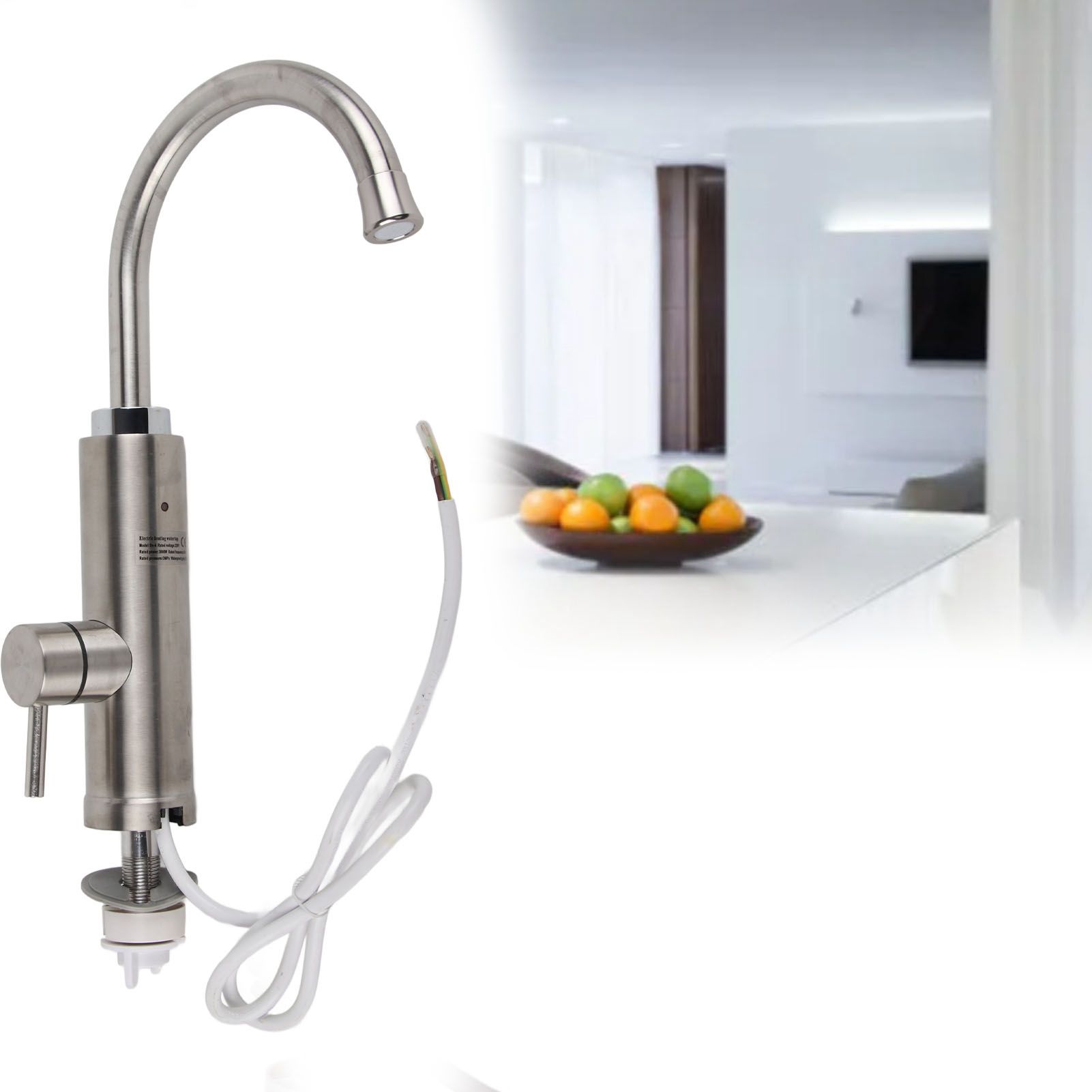 Stainless Steel Electric Water Heater Faucet Instant Tankless Electric Hot view 12