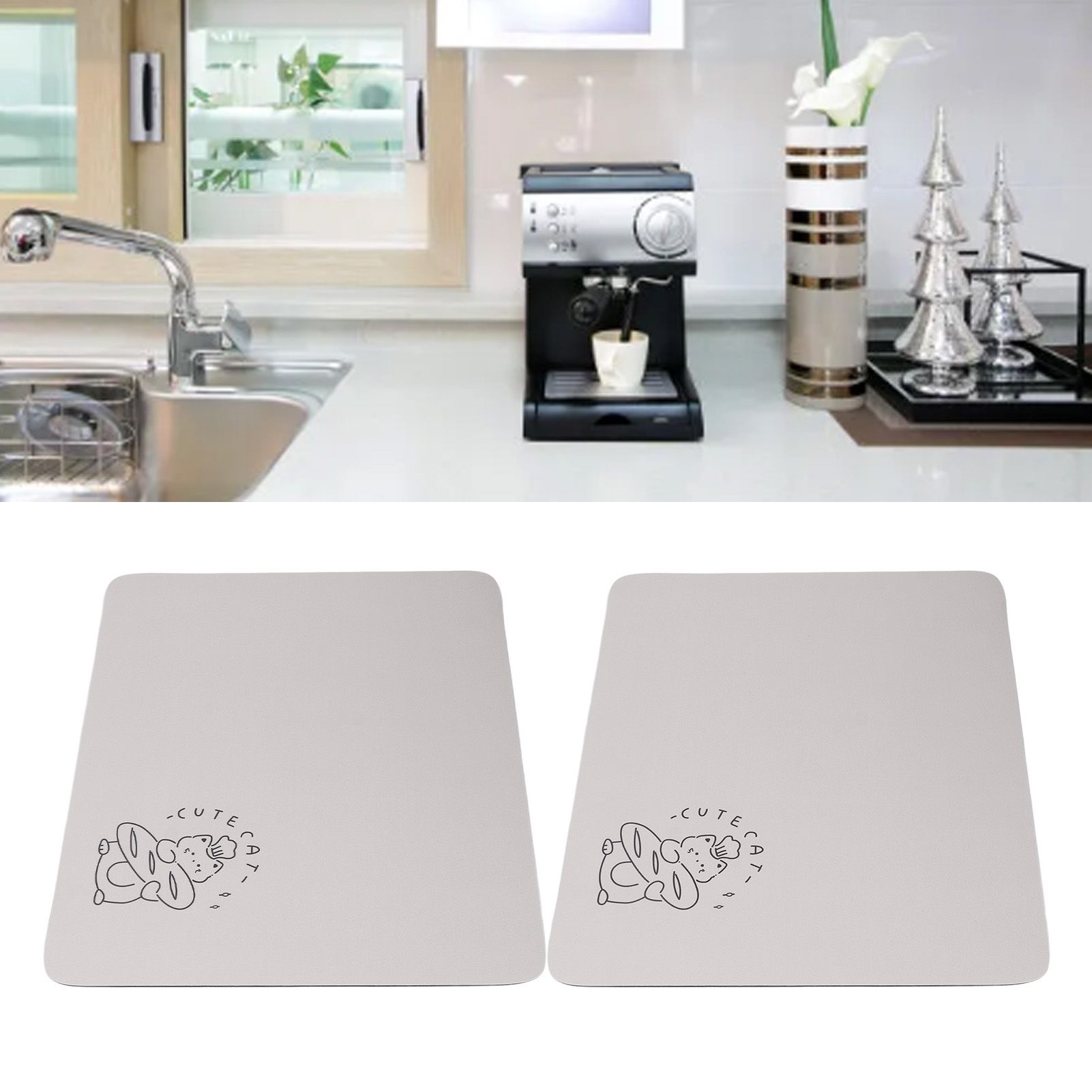 2PCS Coffee Bar Mat Multifunctional Prevent Slip Waterproof Shockproof view 11