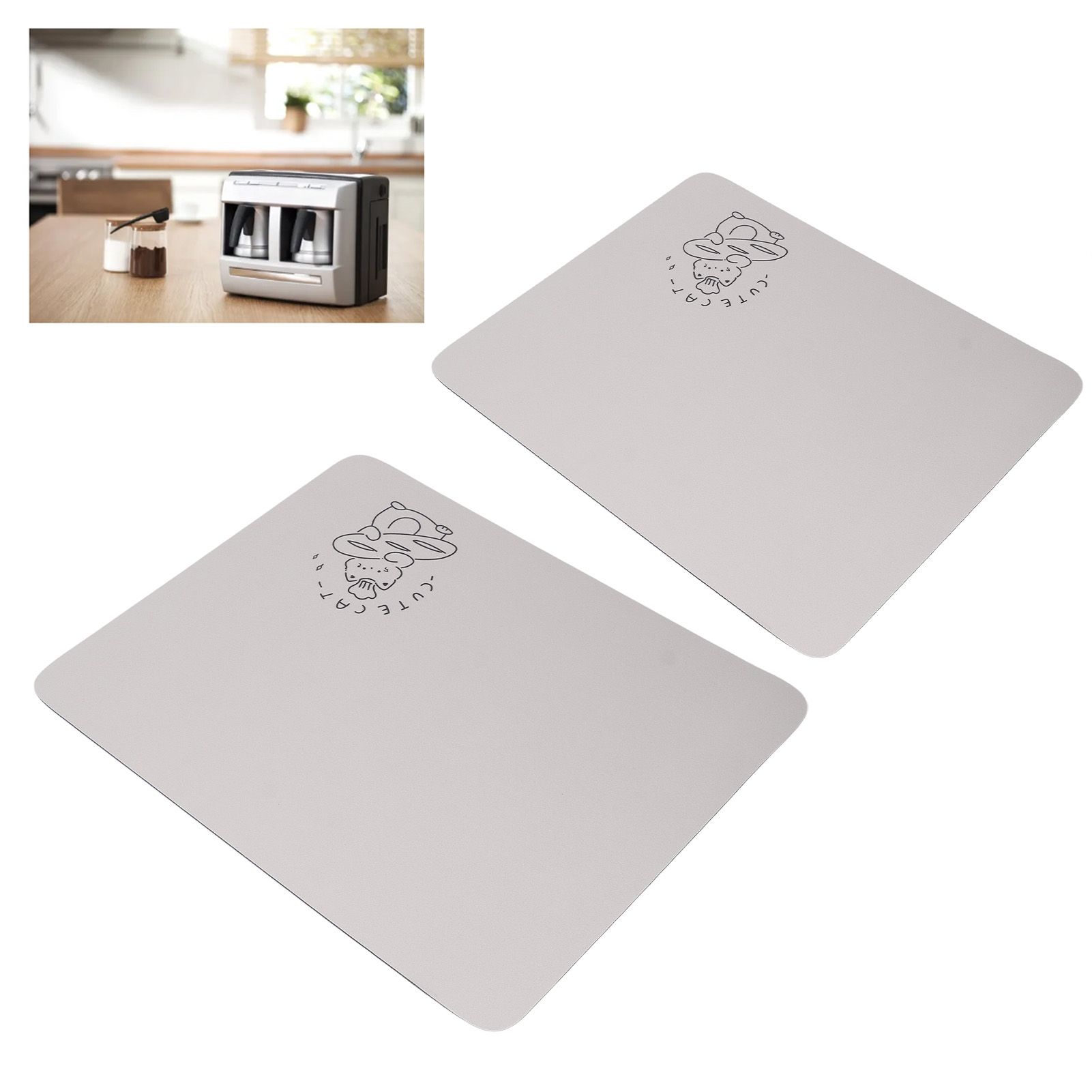 2PCS Coffee Bar Mat Multifunctional Prevent Slip Waterproof Shockproof view 12