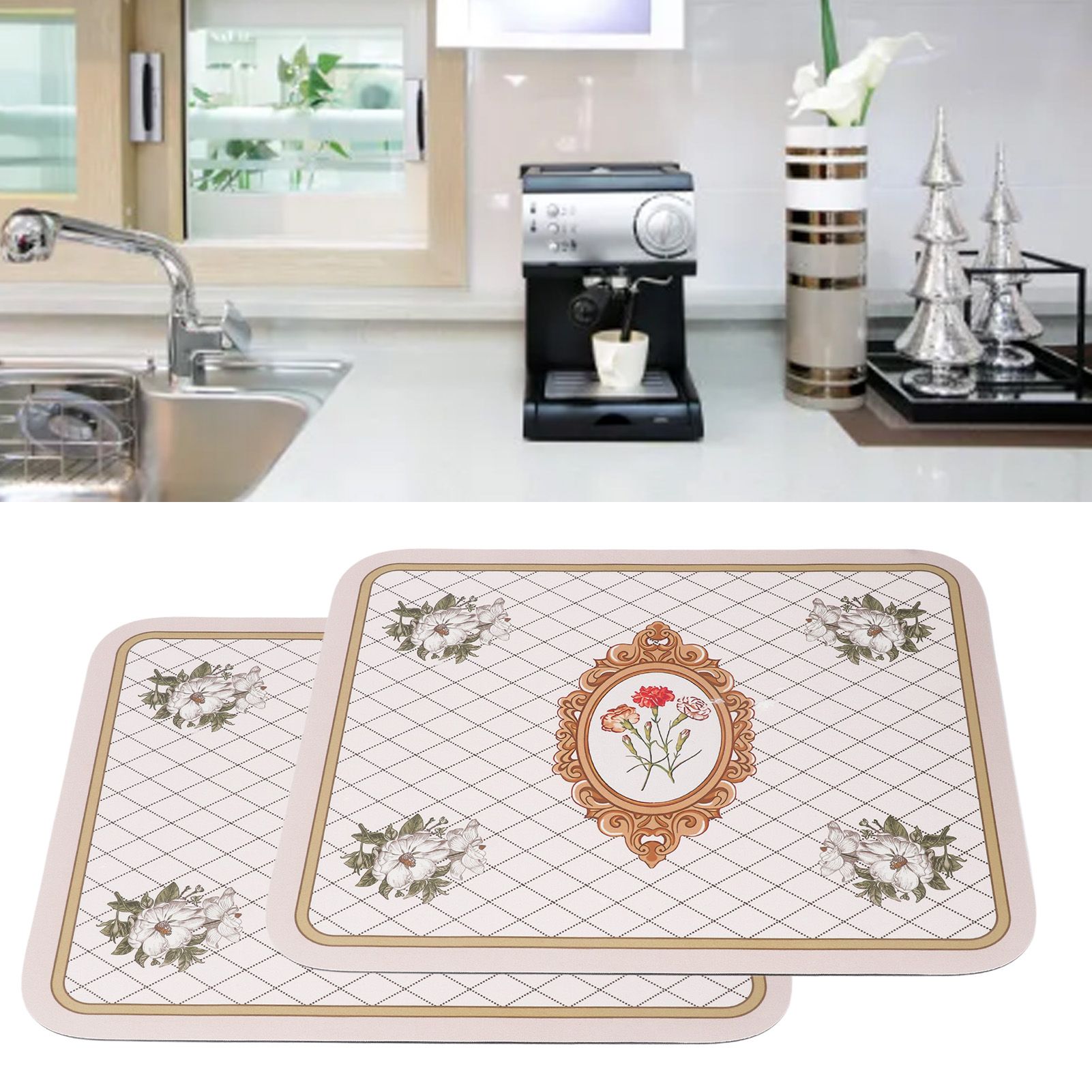 2PCS Coffee Mat Prevent Slip Waterproof Bottom Shockproof Absorbent Dish view 11