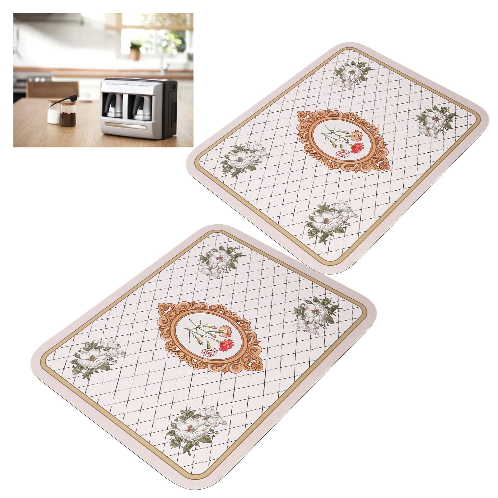 2PCS Coffee Mat Prevent Slip Waterproof Bottom Shockproof Absorbent Dish view 12