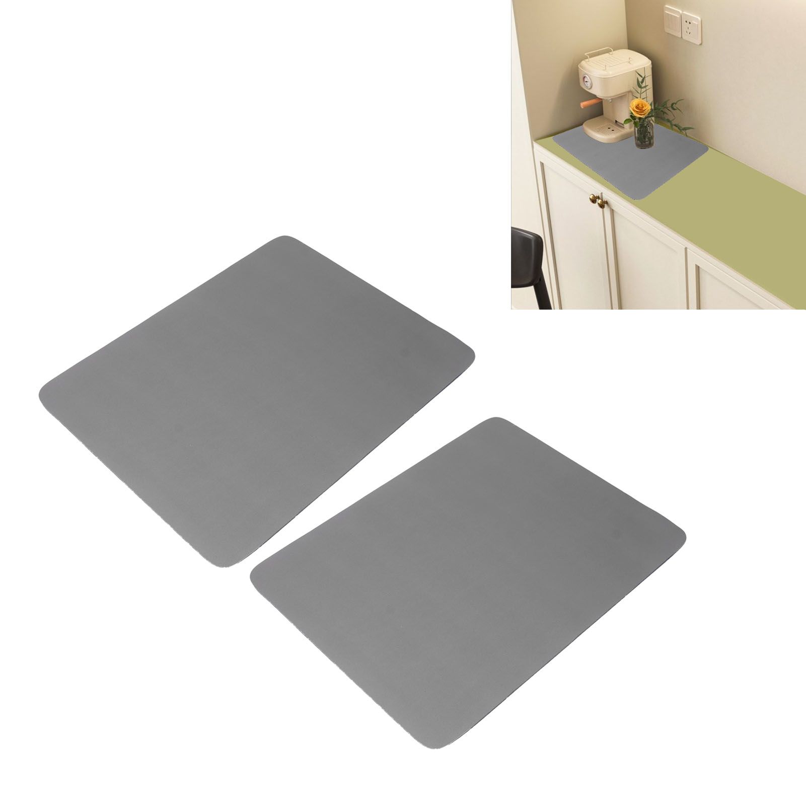 2Pcs Coffee Mat Drying Pad Super Absorbent Prevent Slip Shock Absorption Easy view 12