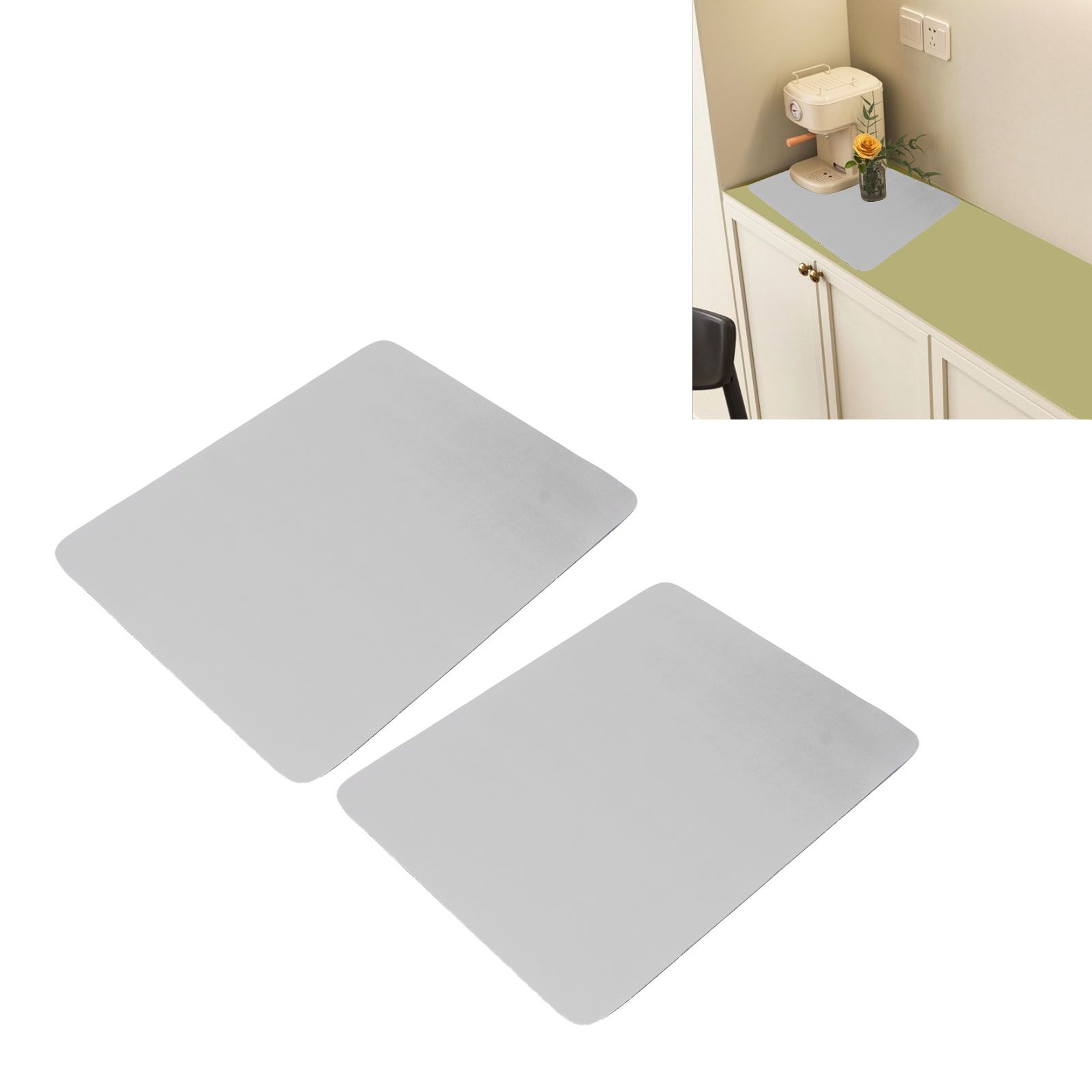 2Pcs Coffee Mat Drying Pad Super Absorbent Prevent Slip Shock Absorption Easy view 12