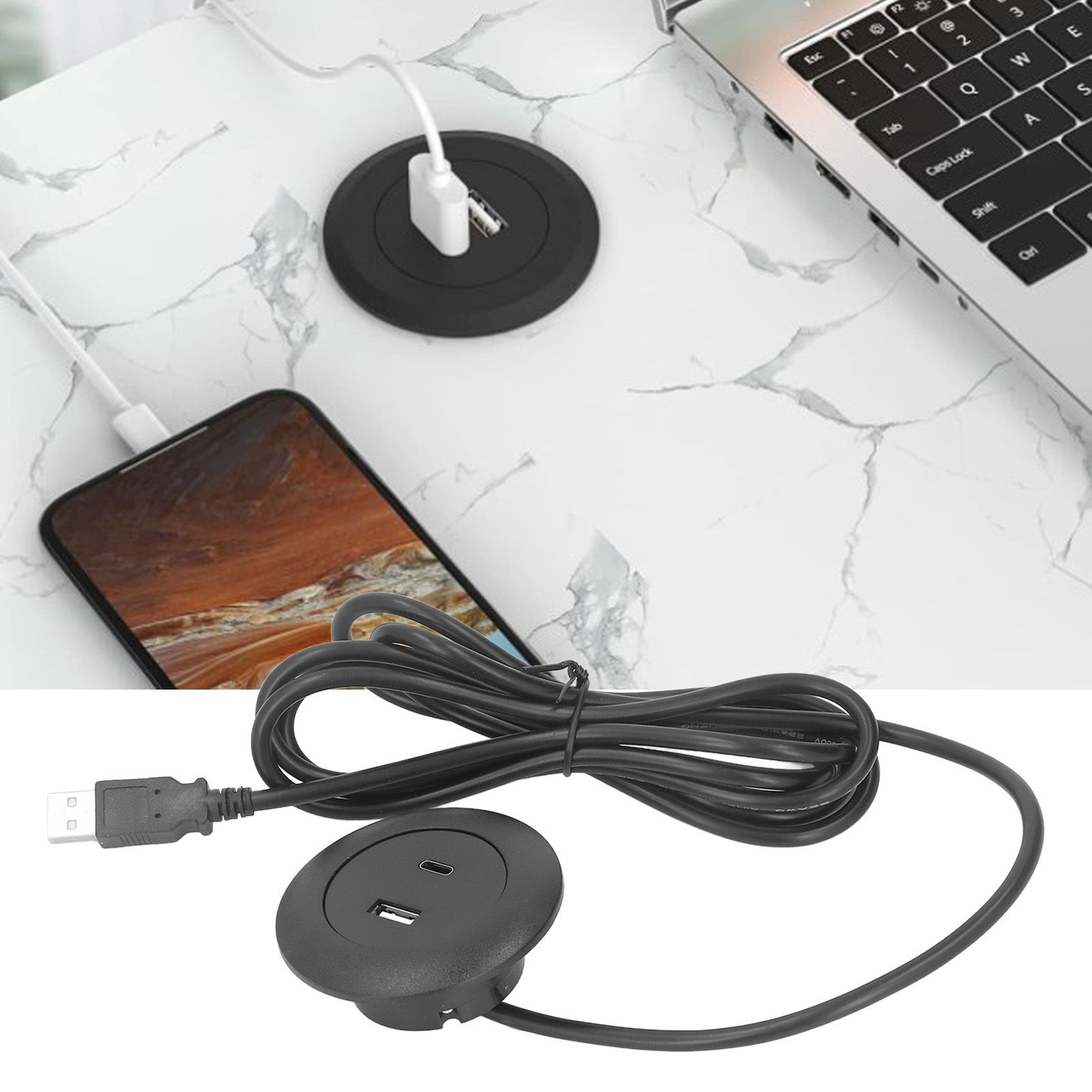 Embedded Charging Round Port Desktop Power Grommet for Sofas Tables Bedside view 11