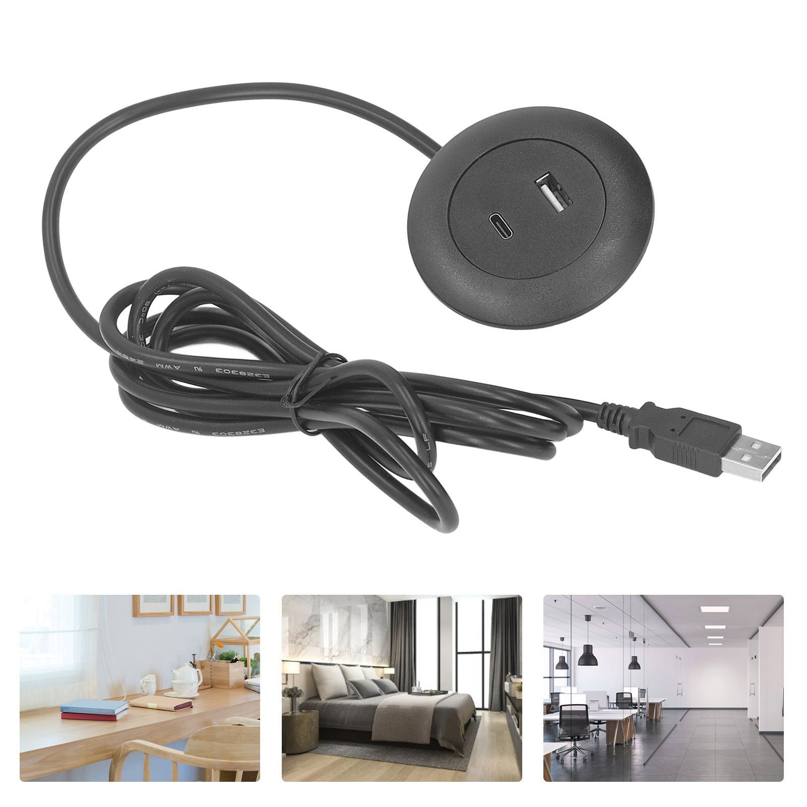 Embedded Charging Round Port Desktop Power Grommet for Sofas Tables Bedside view 12