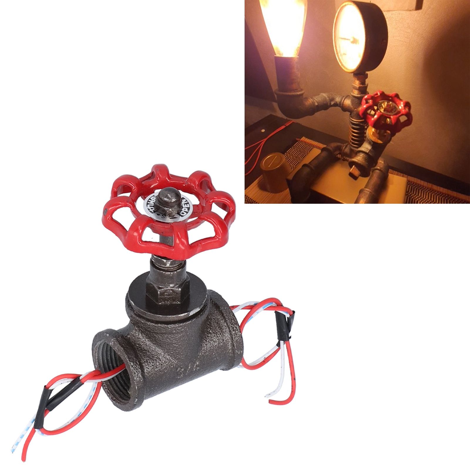 Vintage 3/4in Stop Valve Rotating Light Switch with Electric Wire for view 11