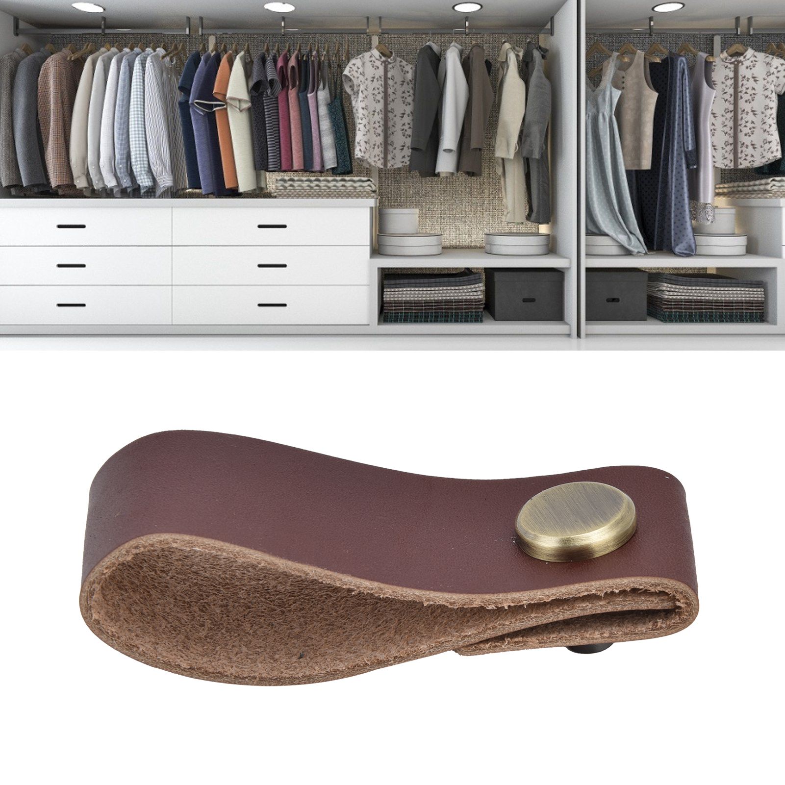 Artificial Leather Luggage Handle Modern Single Hole Concealed Cabinet Pull view 11