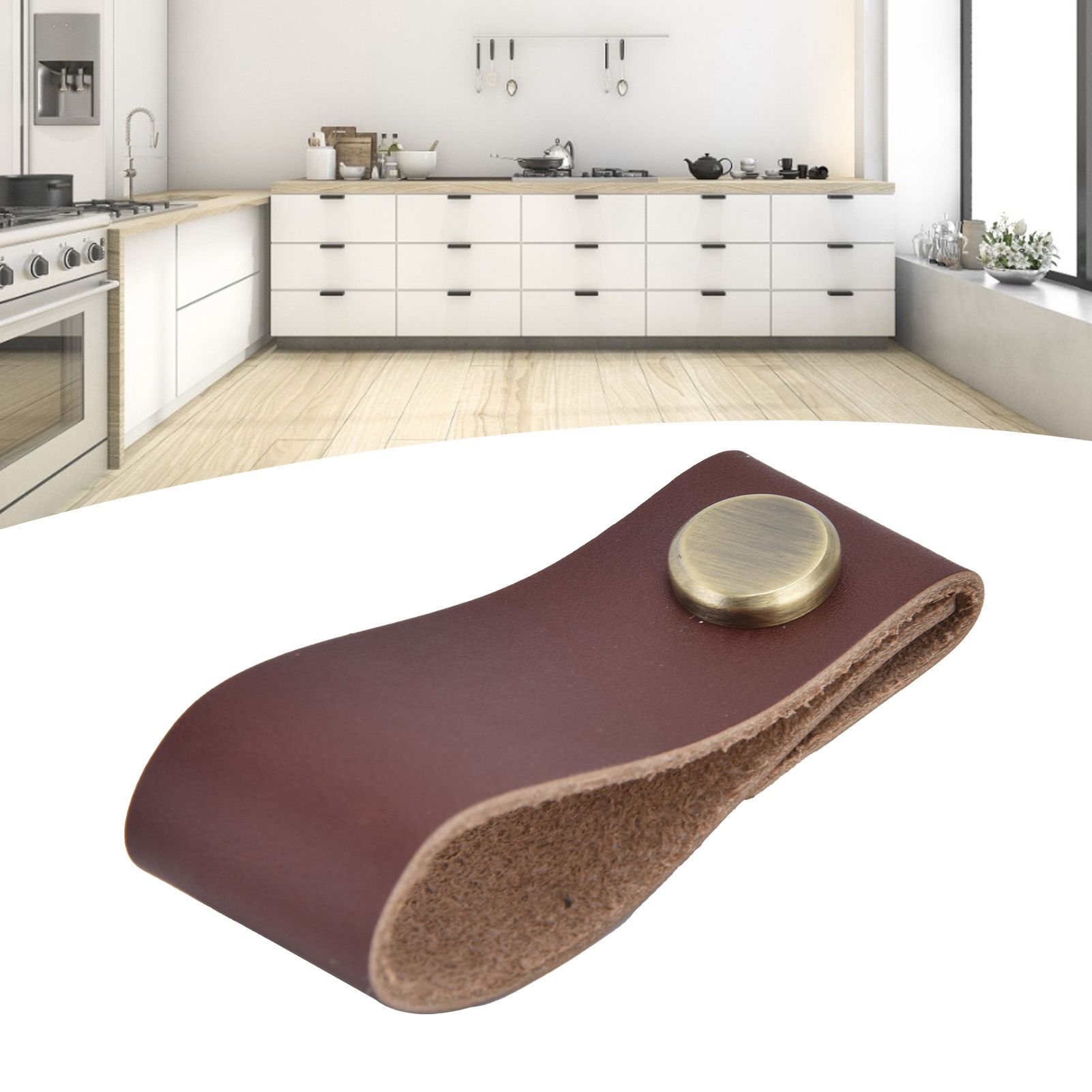Artificial Leather Luggage Handle Modern Single Hole Concealed Cabinet Pull view 12