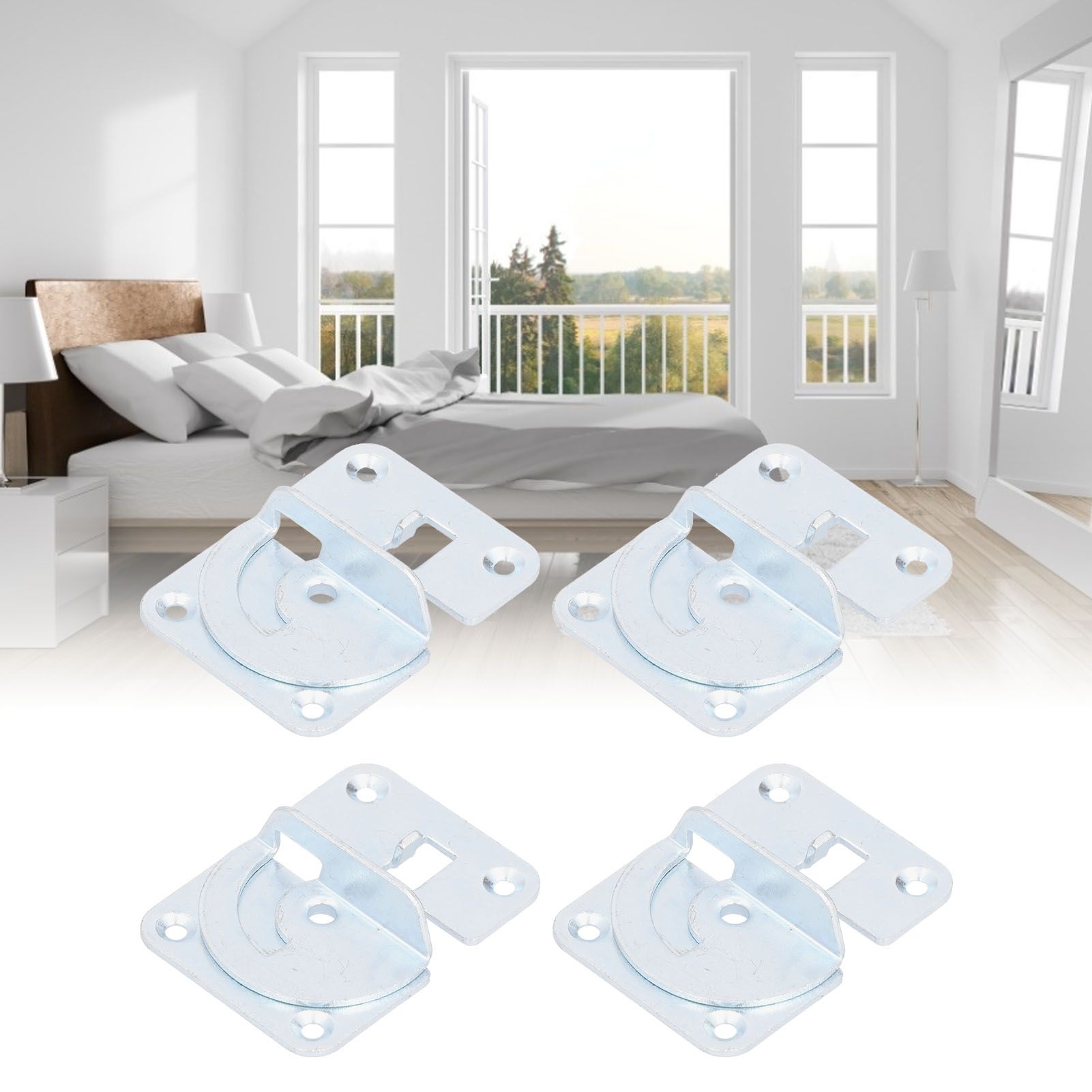 4PCS Bed Rail Bracket Heavy Duty Stainless Steel Bed Rail Fittings for Bed view 12