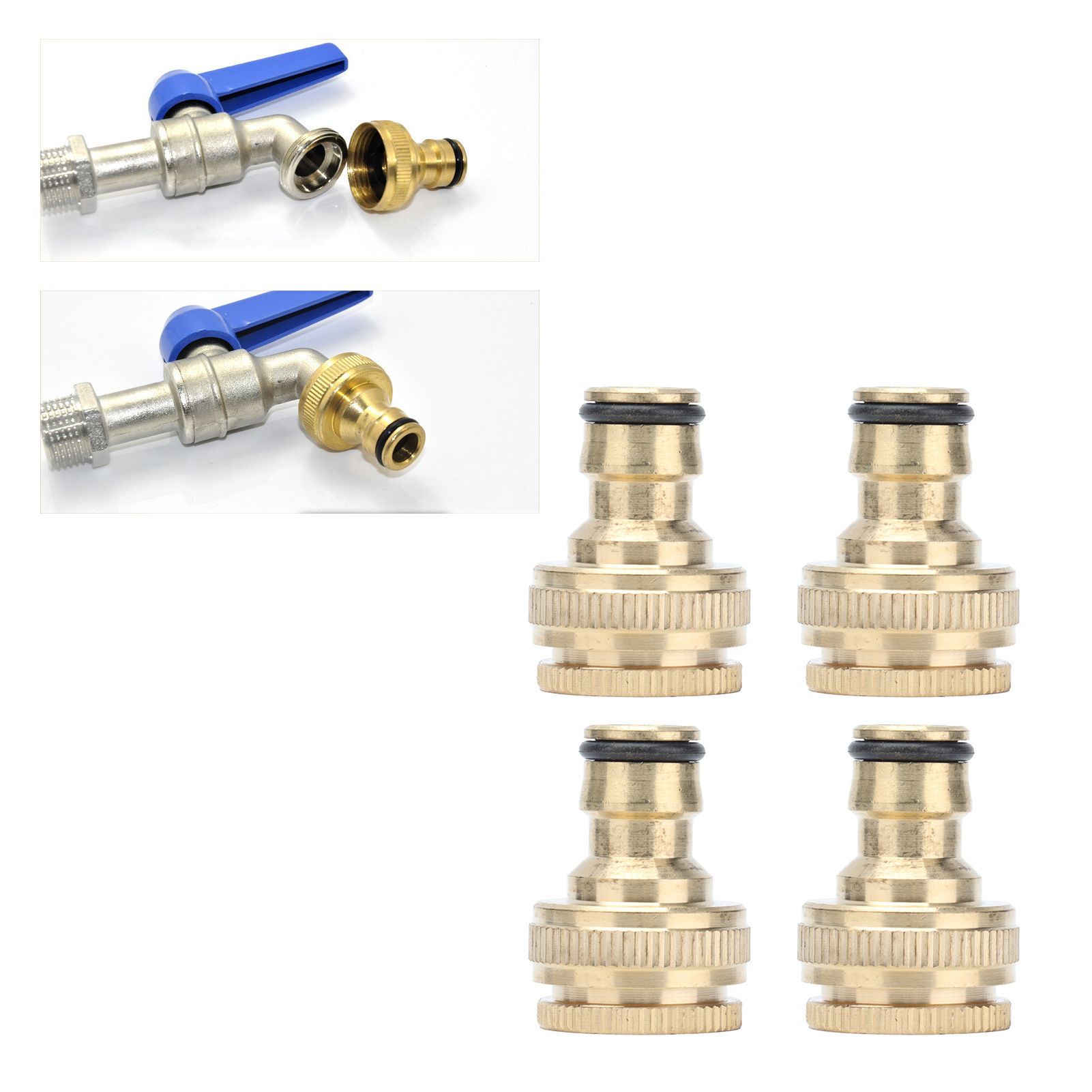 4PCS Faucet Joint 1/2in 3/4in Internal Thread Water Pipe Connector Brass Hose view 11
