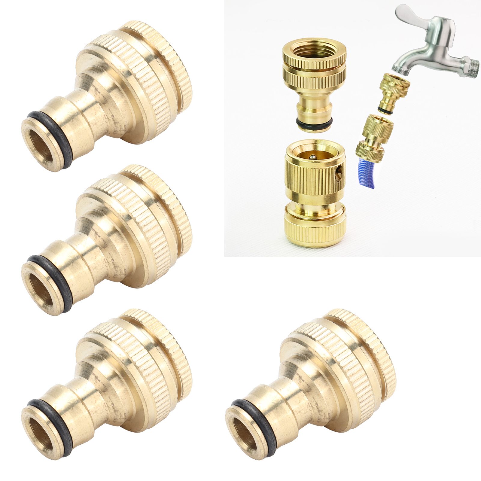 4PCS Faucet Joint 1/2in 3/4in Internal Thread Water Pipe Connector Brass Hose view 12