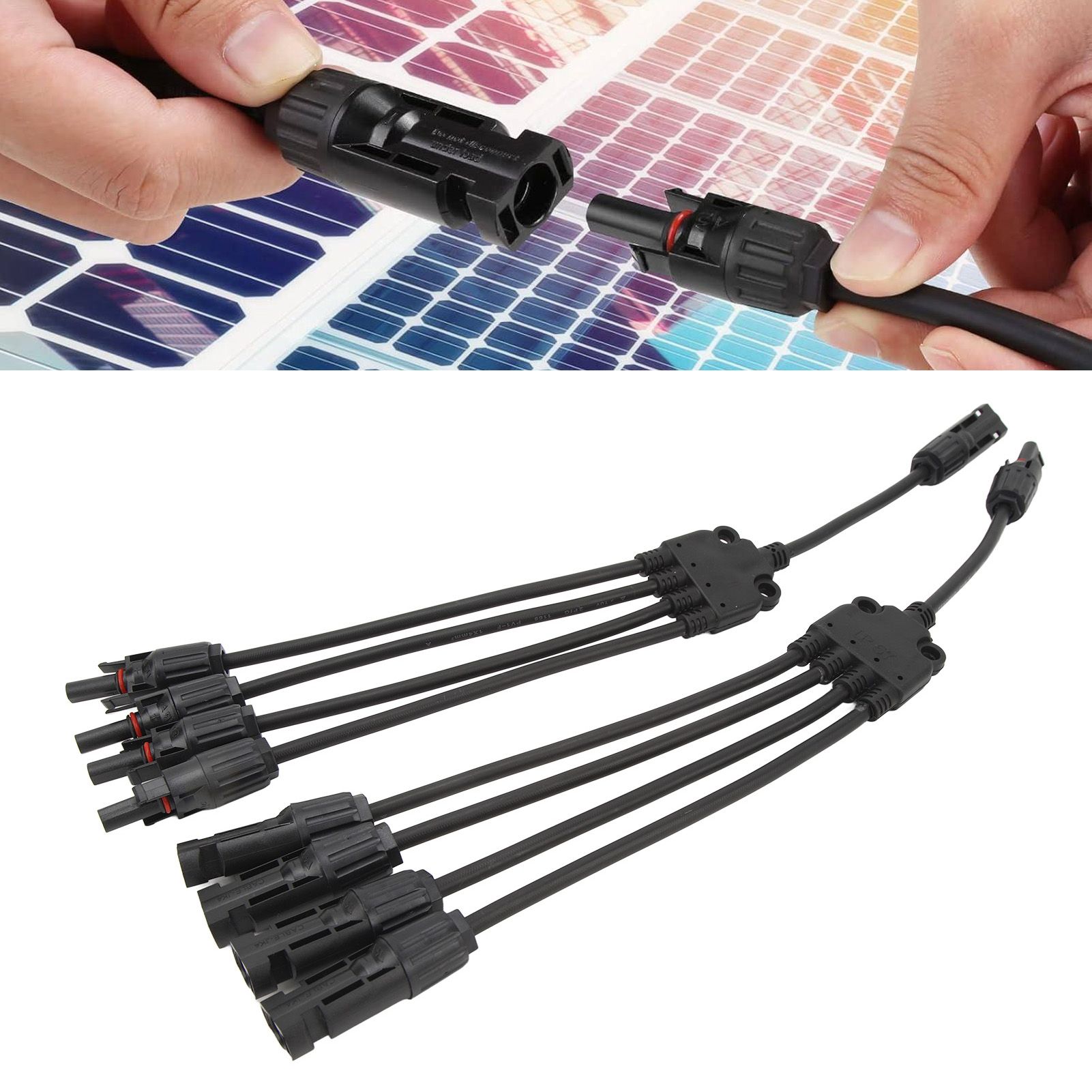 Solar Connectors 1 to 4 Y Branch Parallel Adapter Cable Wire Plug Tool Kit for view 11