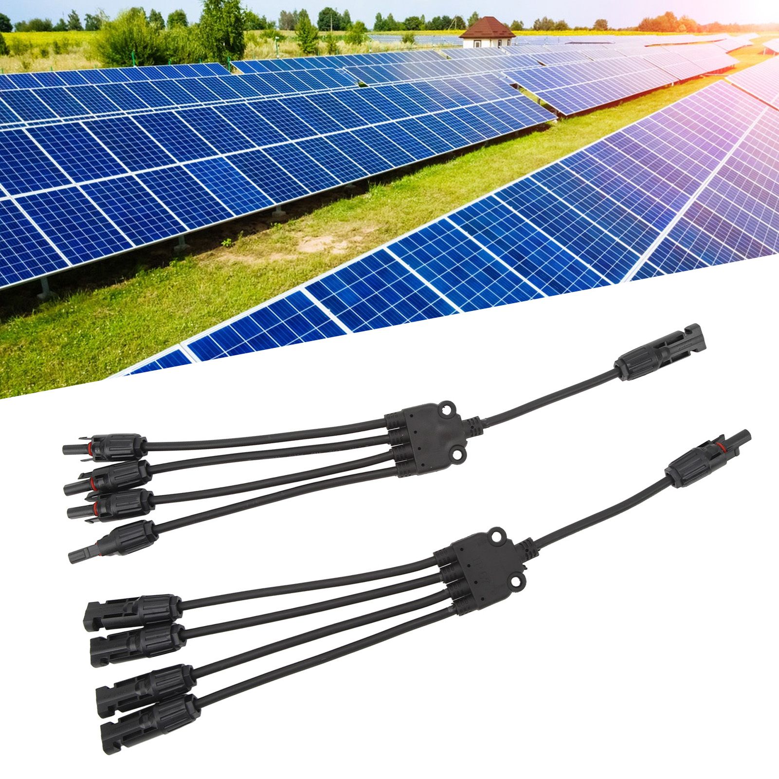 Solar Connectors 1 to 4 Y Branch Parallel Adapter Cable Wire Plug Tool Kit for view 12