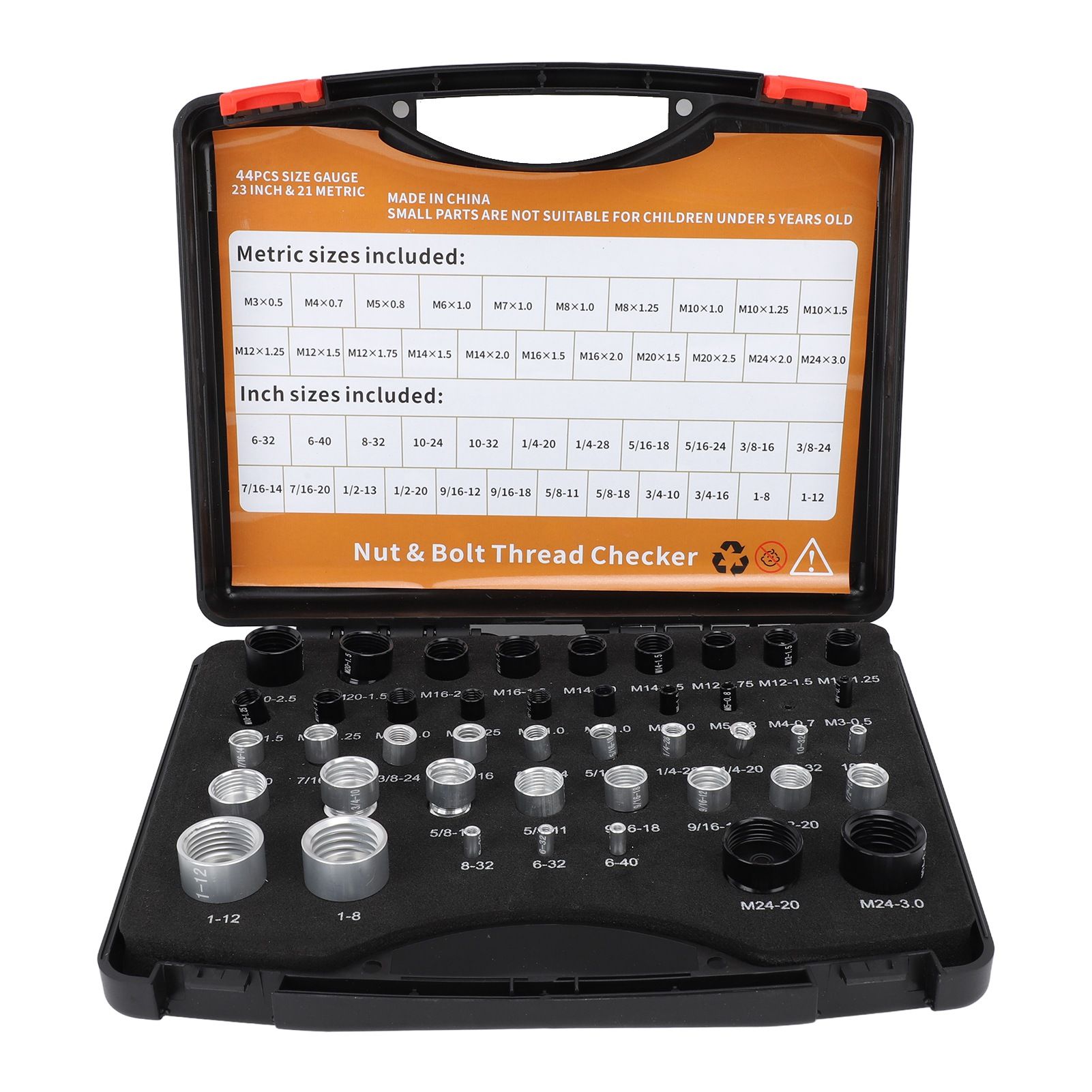 44PCS Nut and Bolt Thread Checker Aluminum High Accuracy Bolt Nut Identifier — image 1