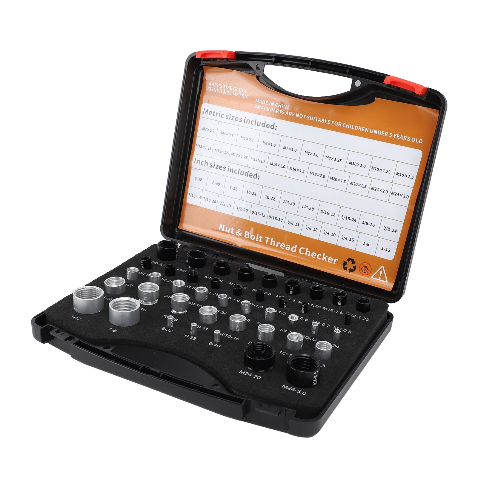 44PCS Nut and Bolt Thread Checker Aluminum High Accuracy Bolt Nut Identifier view 3