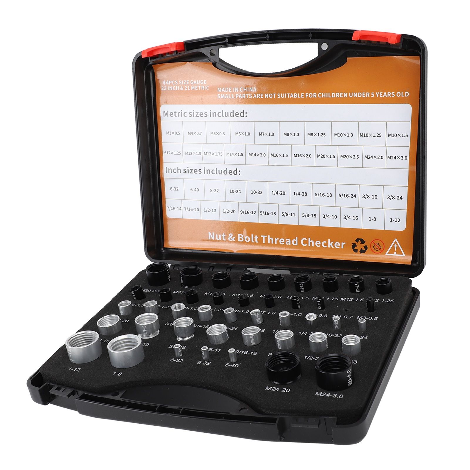 44PCS Nut and Bolt Thread Checker Aluminum High Accuracy Bolt Nut Identifier view 10