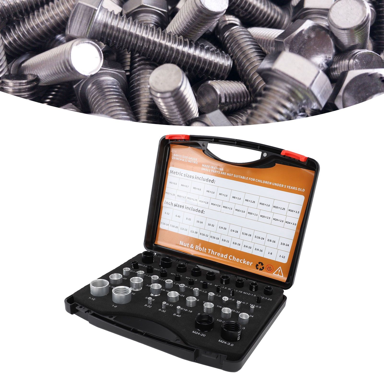44PCS Nut and Bolt Thread Checker Aluminum High Accuracy Bolt Nut Identifier view 11