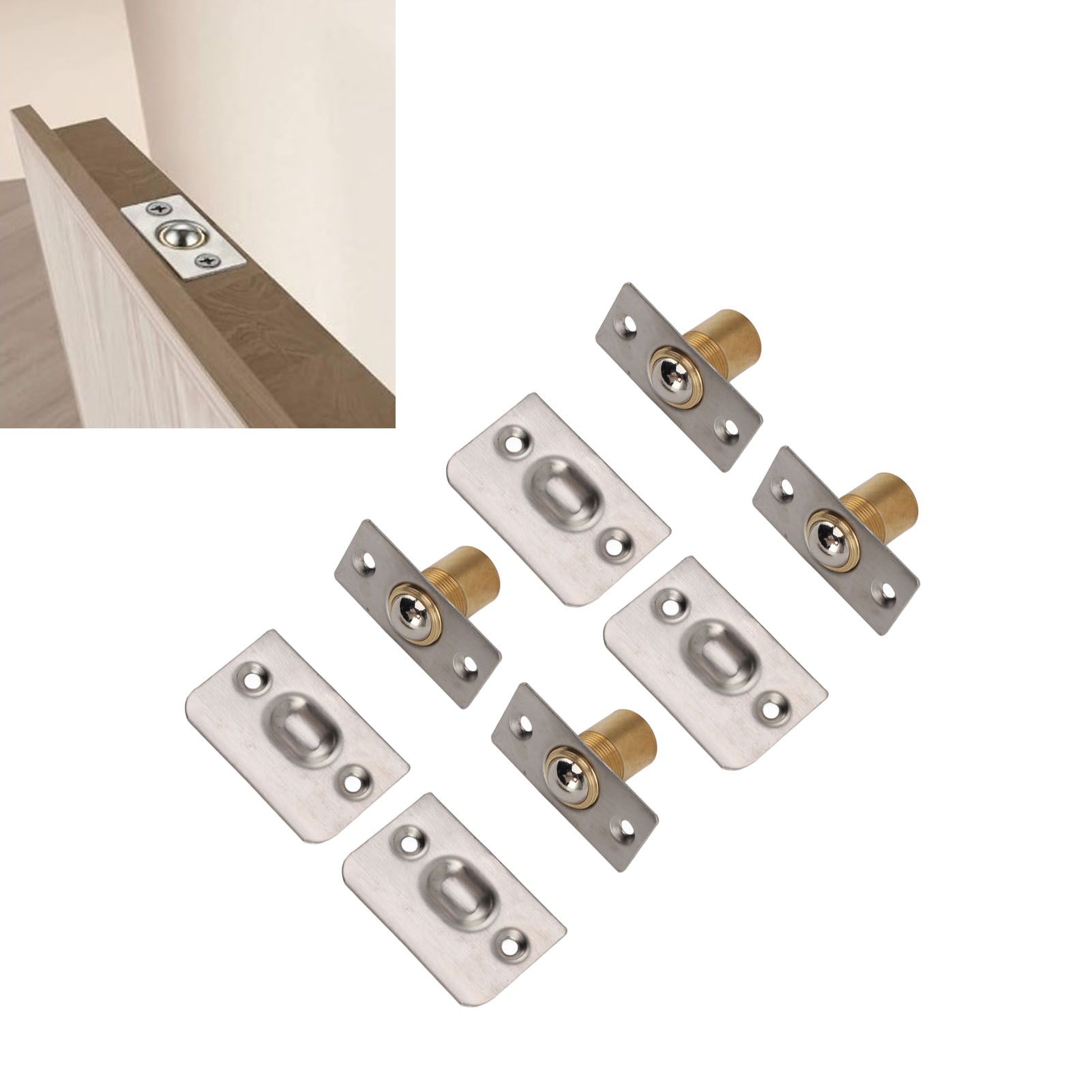 4pcs Door Ball Catch Solid Brass Adjustable Spring Closet Ball Latch for view 11