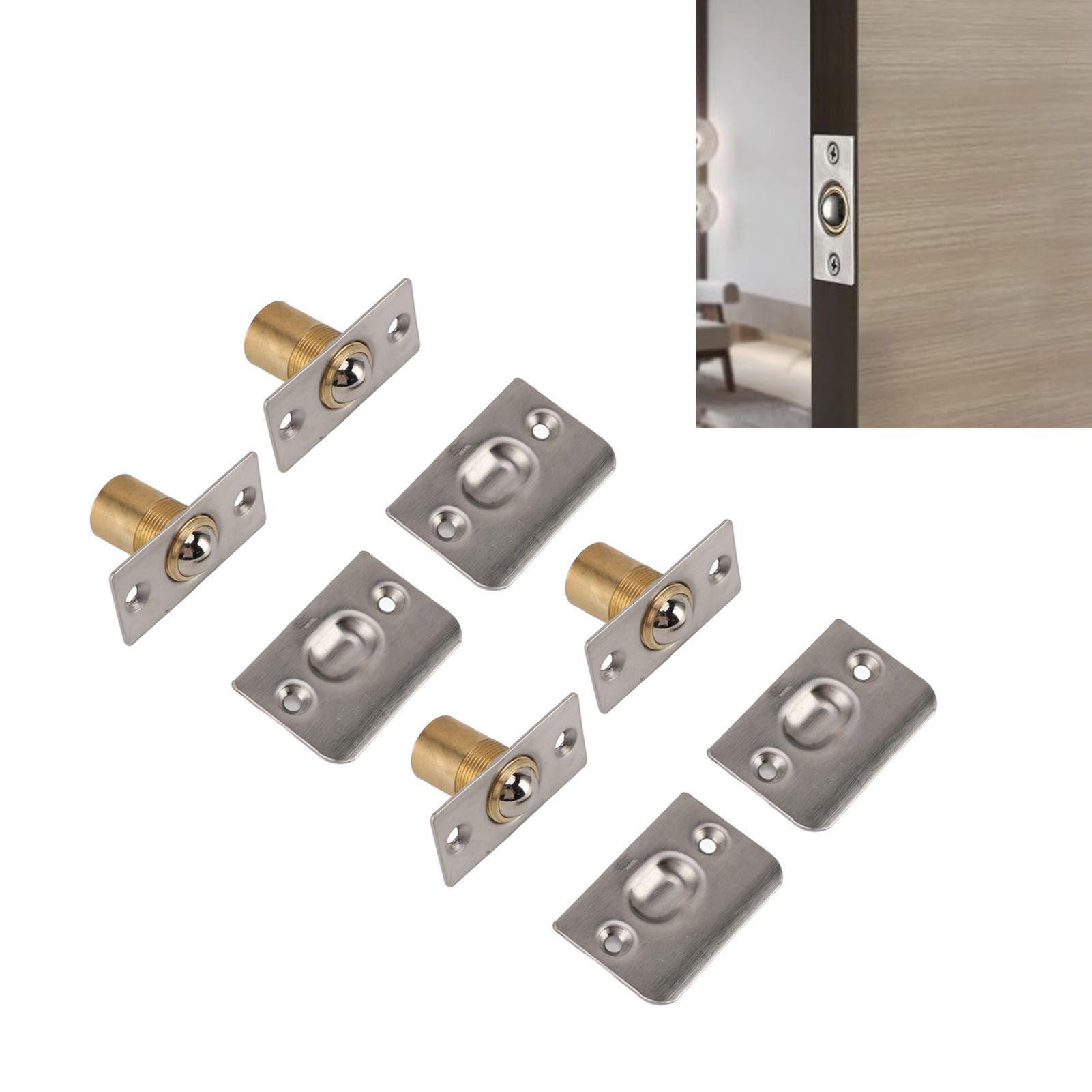 4pcs Door Ball Catch Solid Brass Adjustable Spring Closet Ball Latch for view 12
