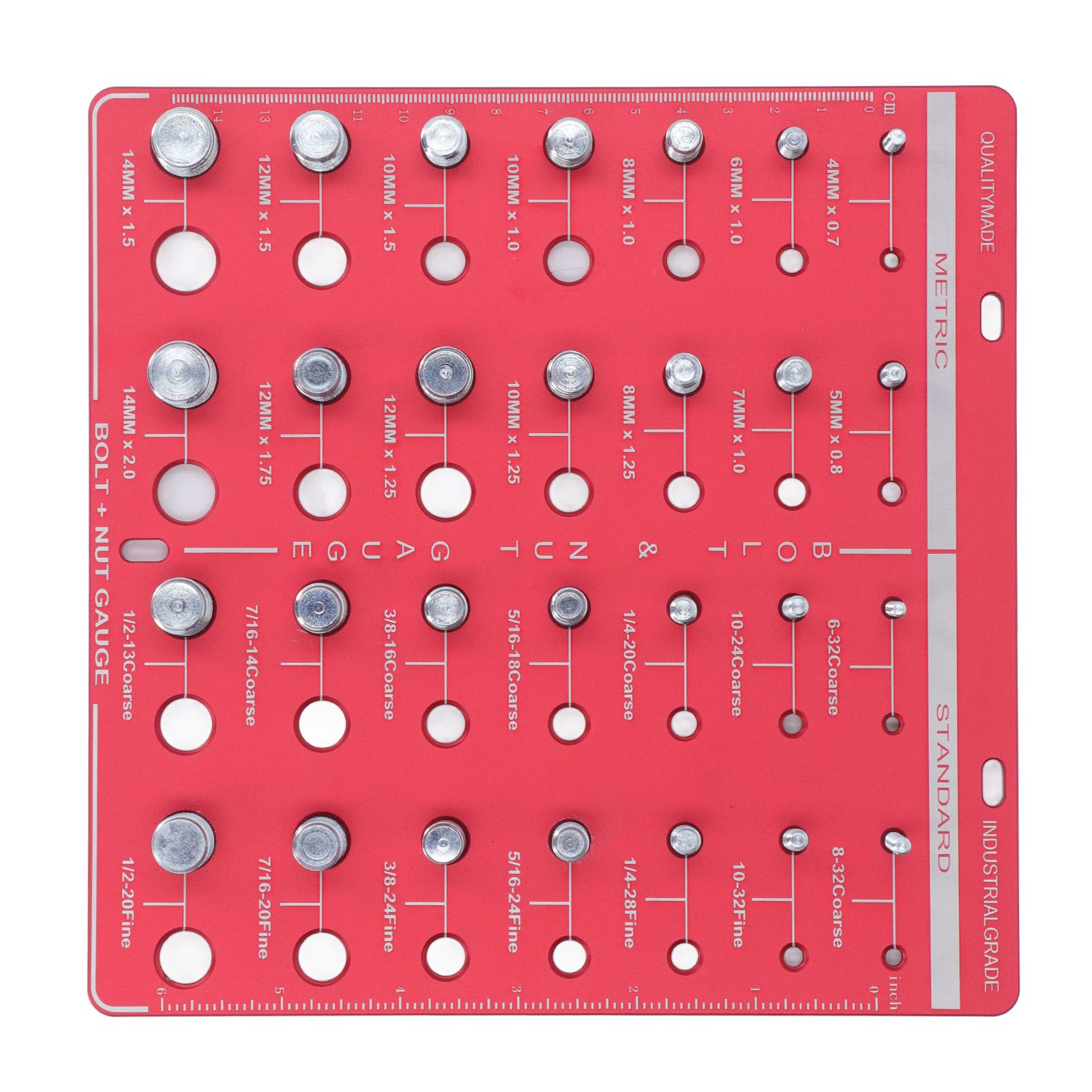 Nut and Bolt Thread Checker 7.9x7.9in Identifier Gauge Aluminium Alloy Easy view 10