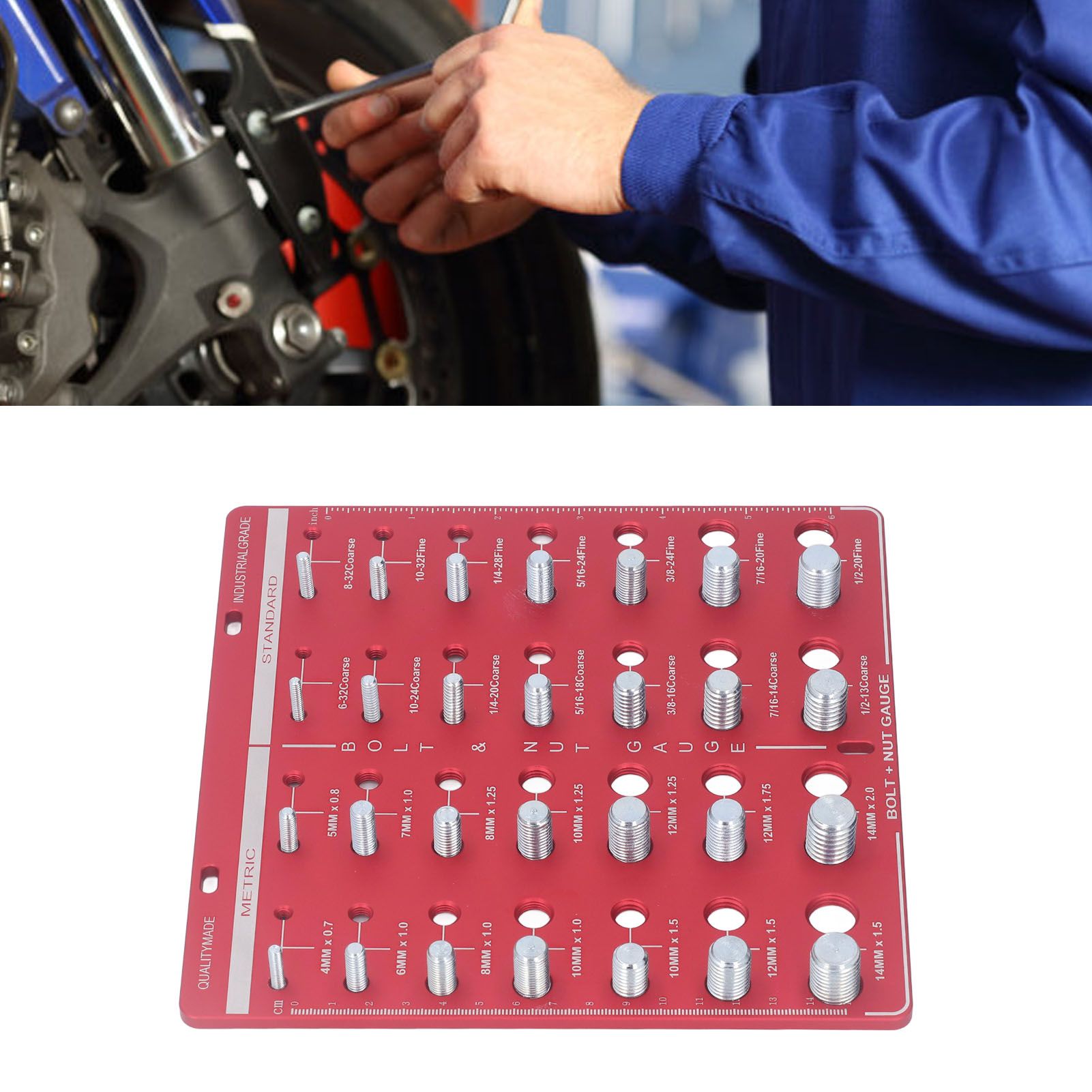 Nut and Bolt Thread Checker 7.9x7.9in Identifier Gauge Aluminium Alloy Easy view 11