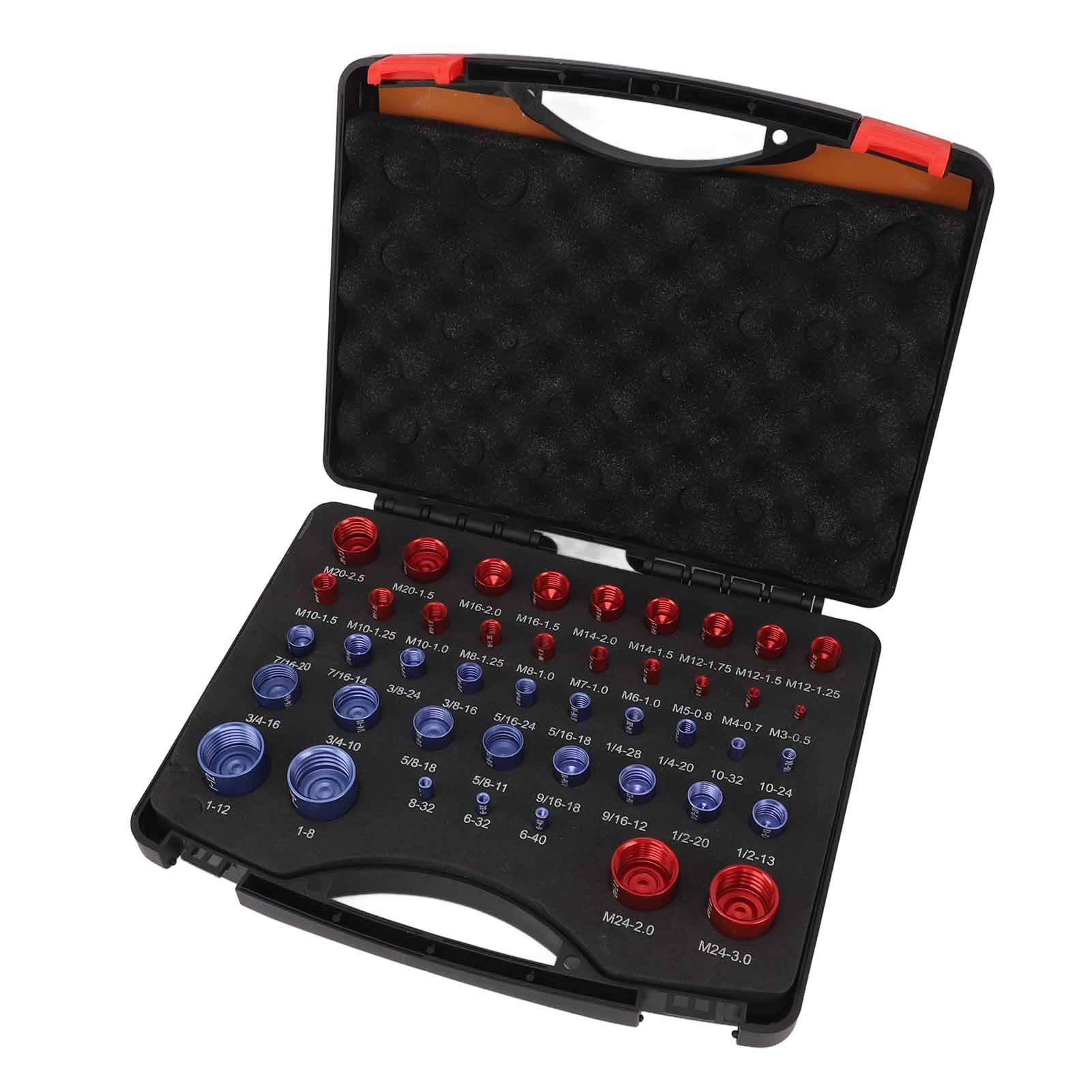 44pcs Nut and Bolt Thread Checker Red Blue Nut and Bolt Size Gauge Inch Metric view 2