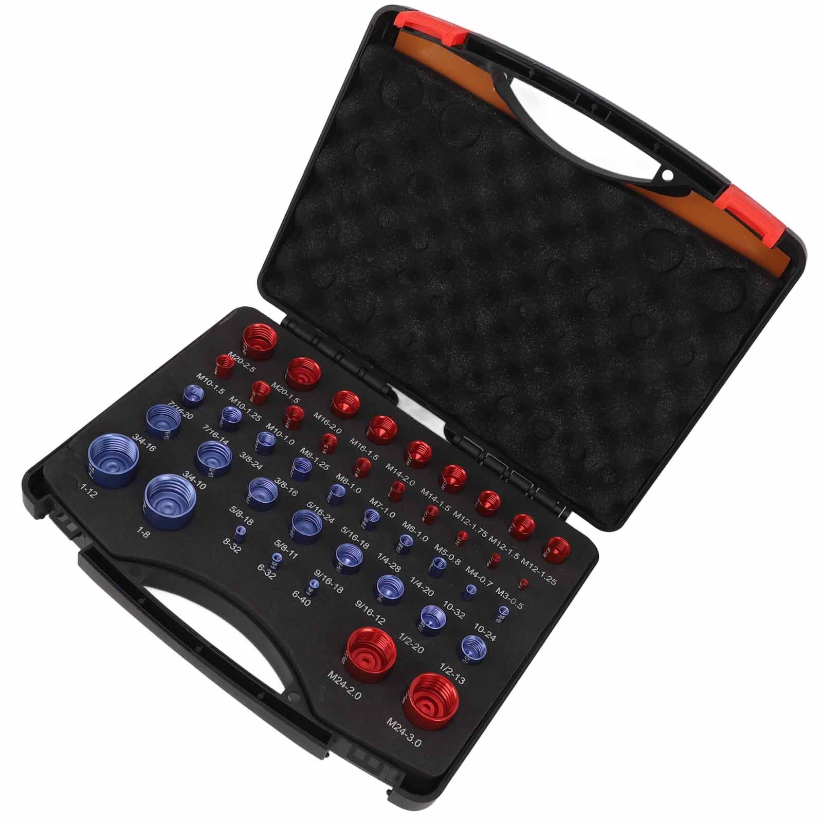 44pcs Nut and Bolt Thread Checker Red Blue Nut and Bolt Size Gauge Inch Metric view 4