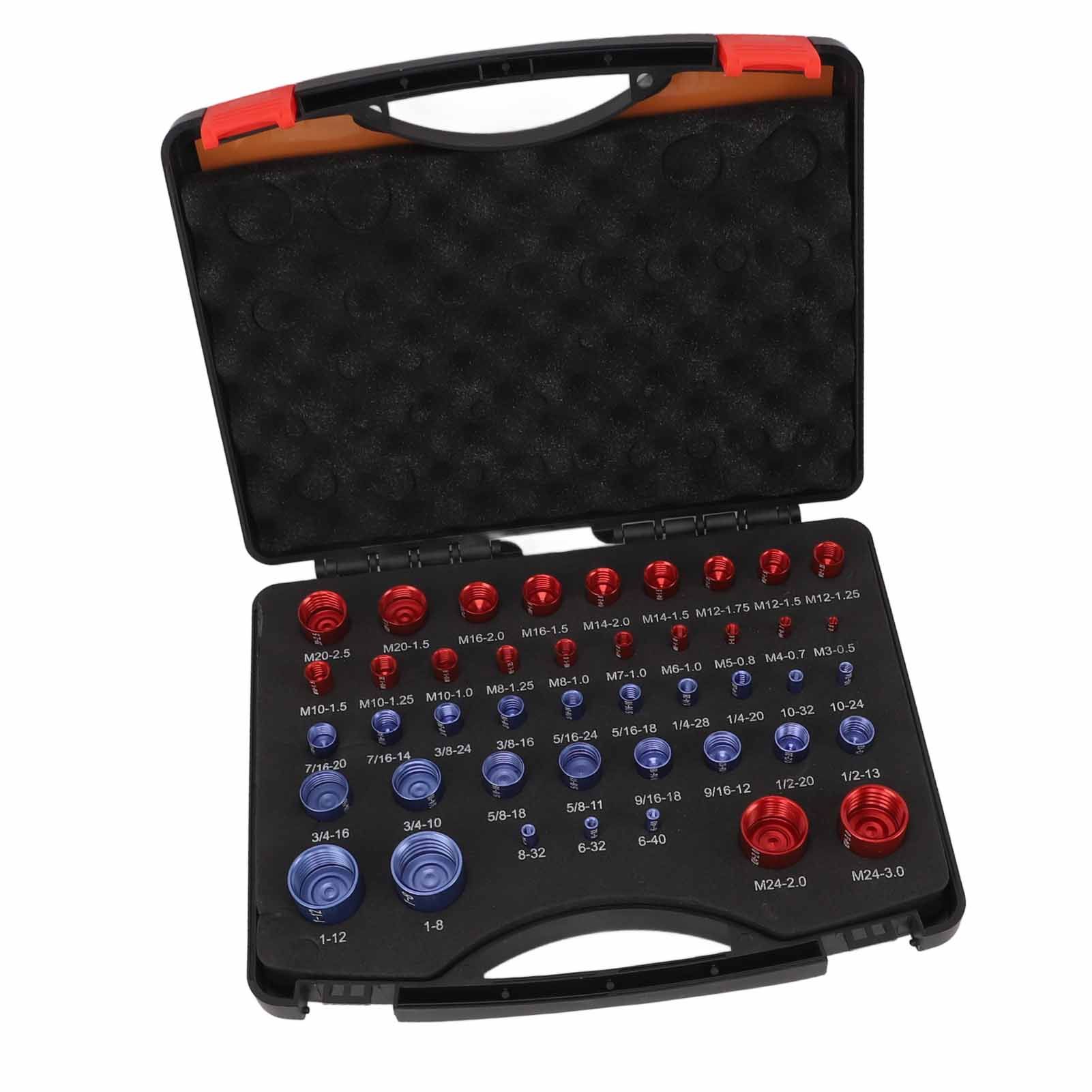 44pcs Nut and Bolt Thread Checker Red Blue Nut and Bolt Size Gauge Inch Metric view 5