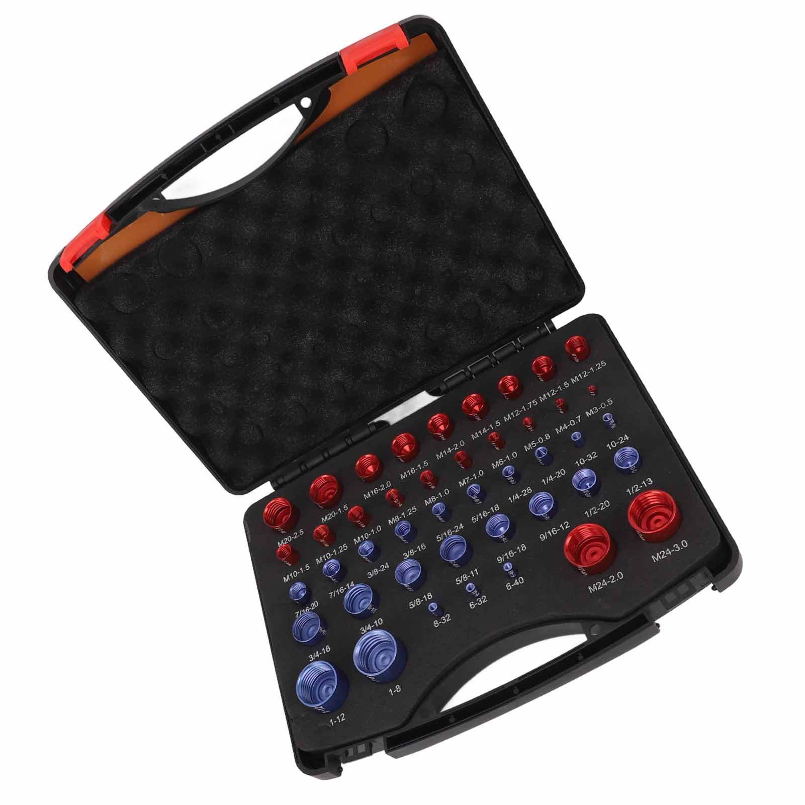 44pcs Nut and Bolt Thread Checker Red Blue Nut and Bolt Size Gauge Inch Metric view 6