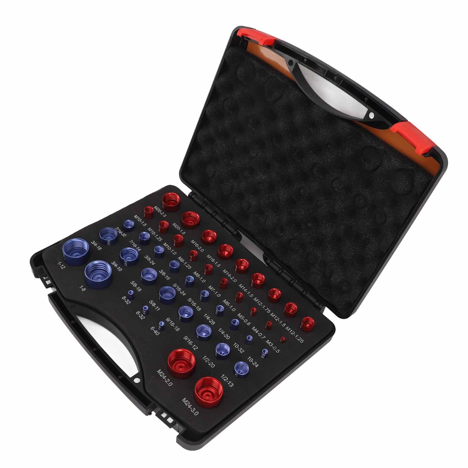 44pcs Nut and Bolt Thread Checker Red Blue Nut and Bolt Size Gauge Inch Metric view 8