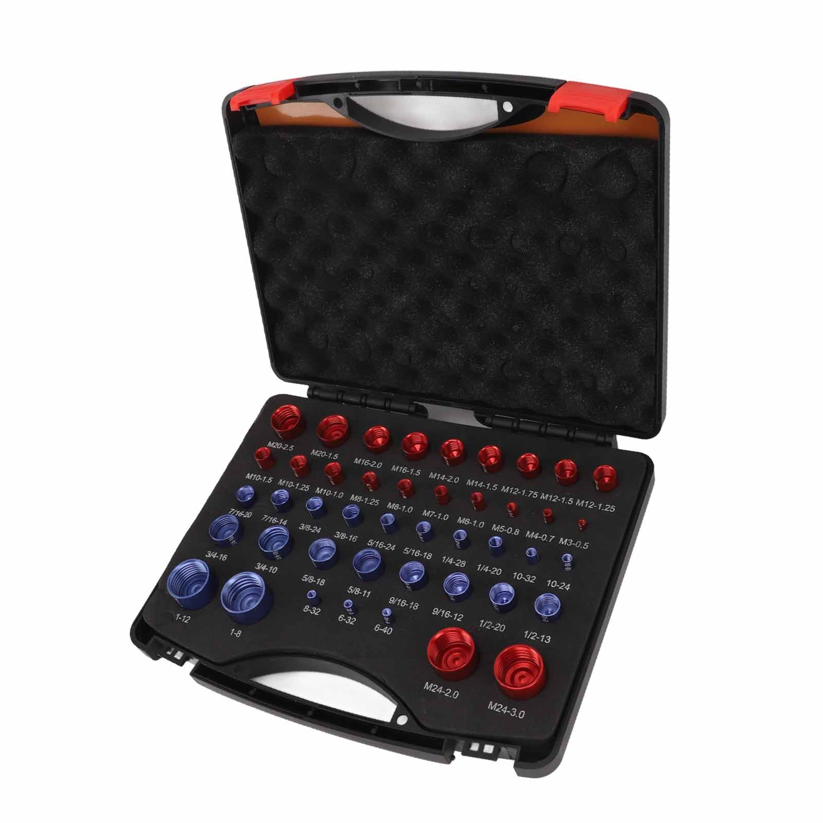 44pcs Nut and Bolt Thread Checker Red Blue Nut and Bolt Size Gauge Inch Metric view 10
