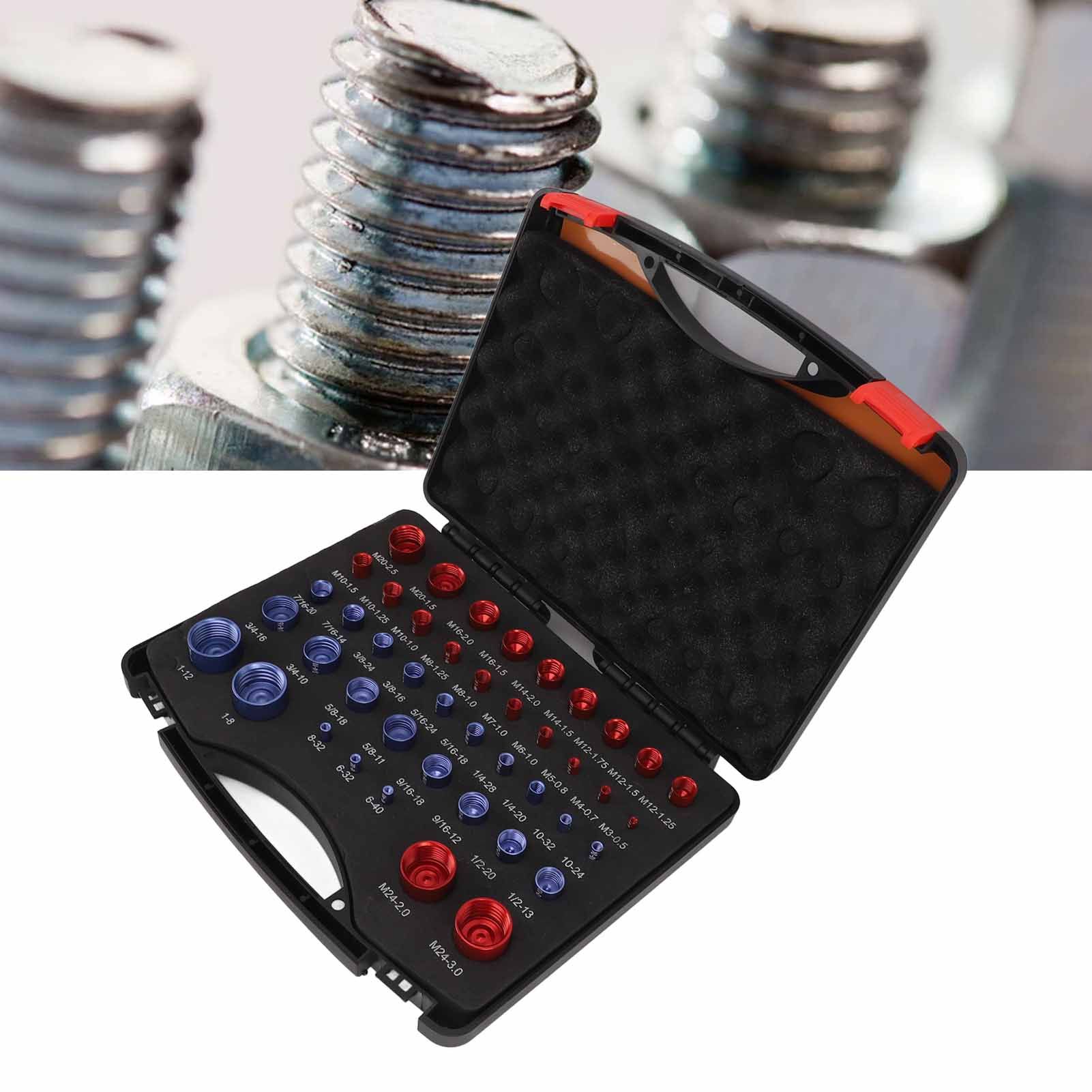 44pcs Nut and Bolt Thread Checker Red Blue Nut and Bolt Size Gauge Inch Metric view 12