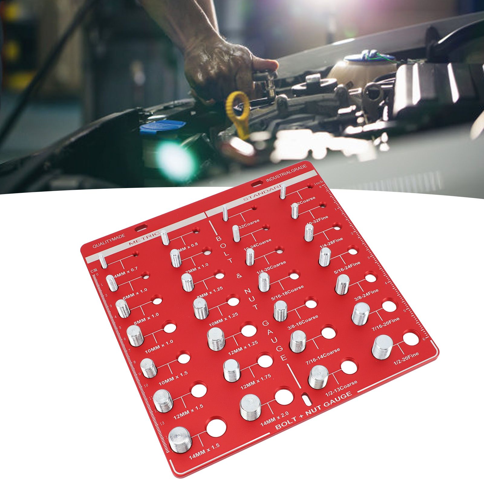 28 Hole Bolt Nut Identifier Gauge Metric Aluminum Alloy Nut Bolt Thread view 11