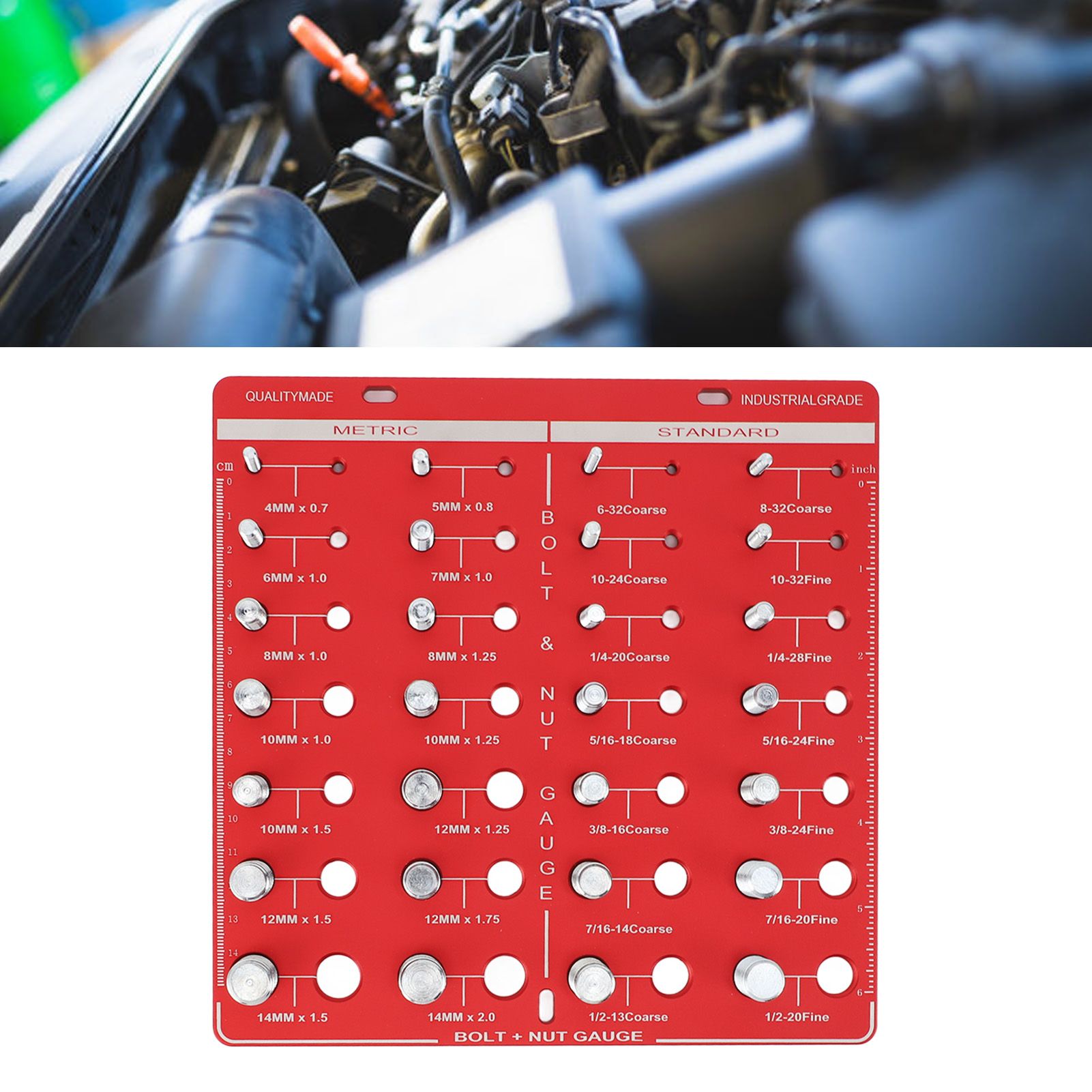 28 Hole Bolt Nut Identifier Gauge Metric Aluminum Alloy Nut Bolt Thread view 12