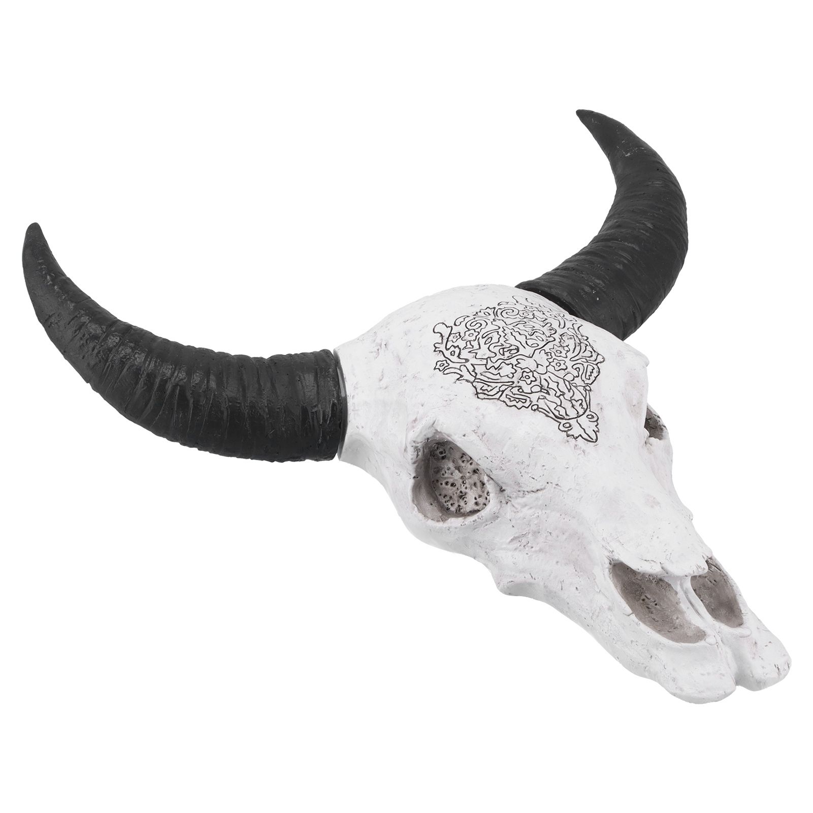 Resin Bull Head Wall Hanging Decoration Long Horn Animal Sculpture Background view 2