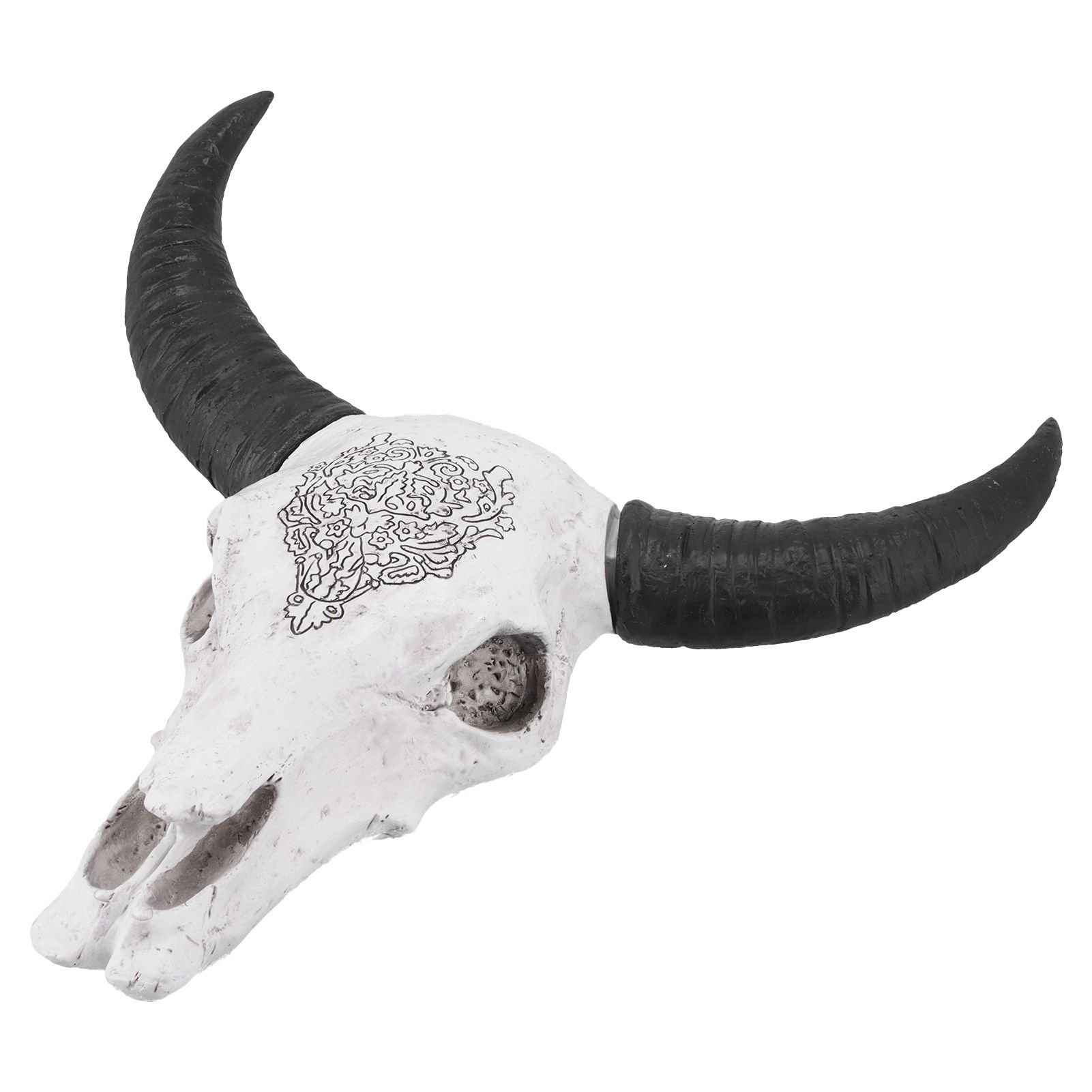 Resin Bull Head Wall Hanging Decoration Long Horn Animal Sculpture Background view 4