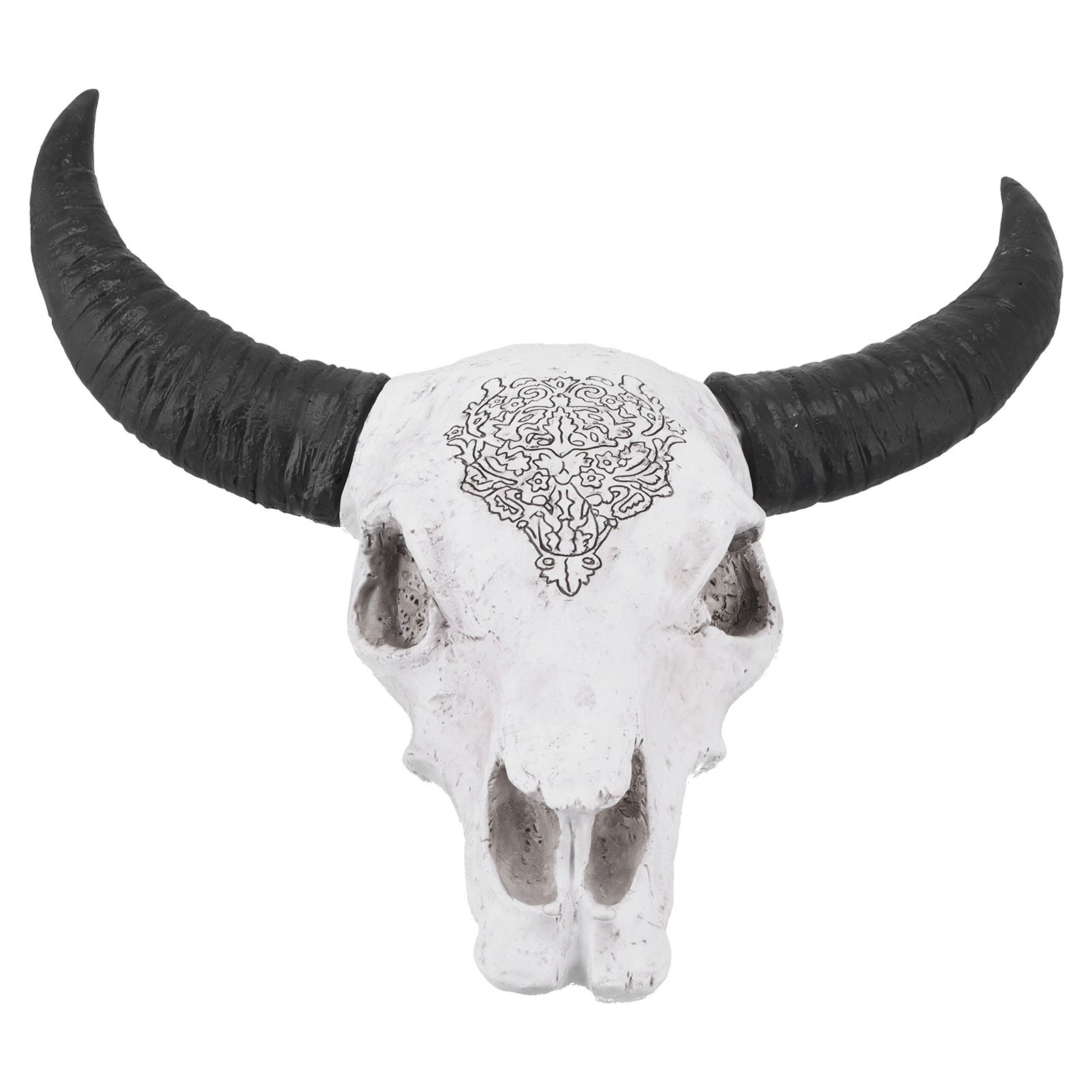 Resin Bull Head Wall Hanging Decoration Long Horn Animal Sculpture Background view 5