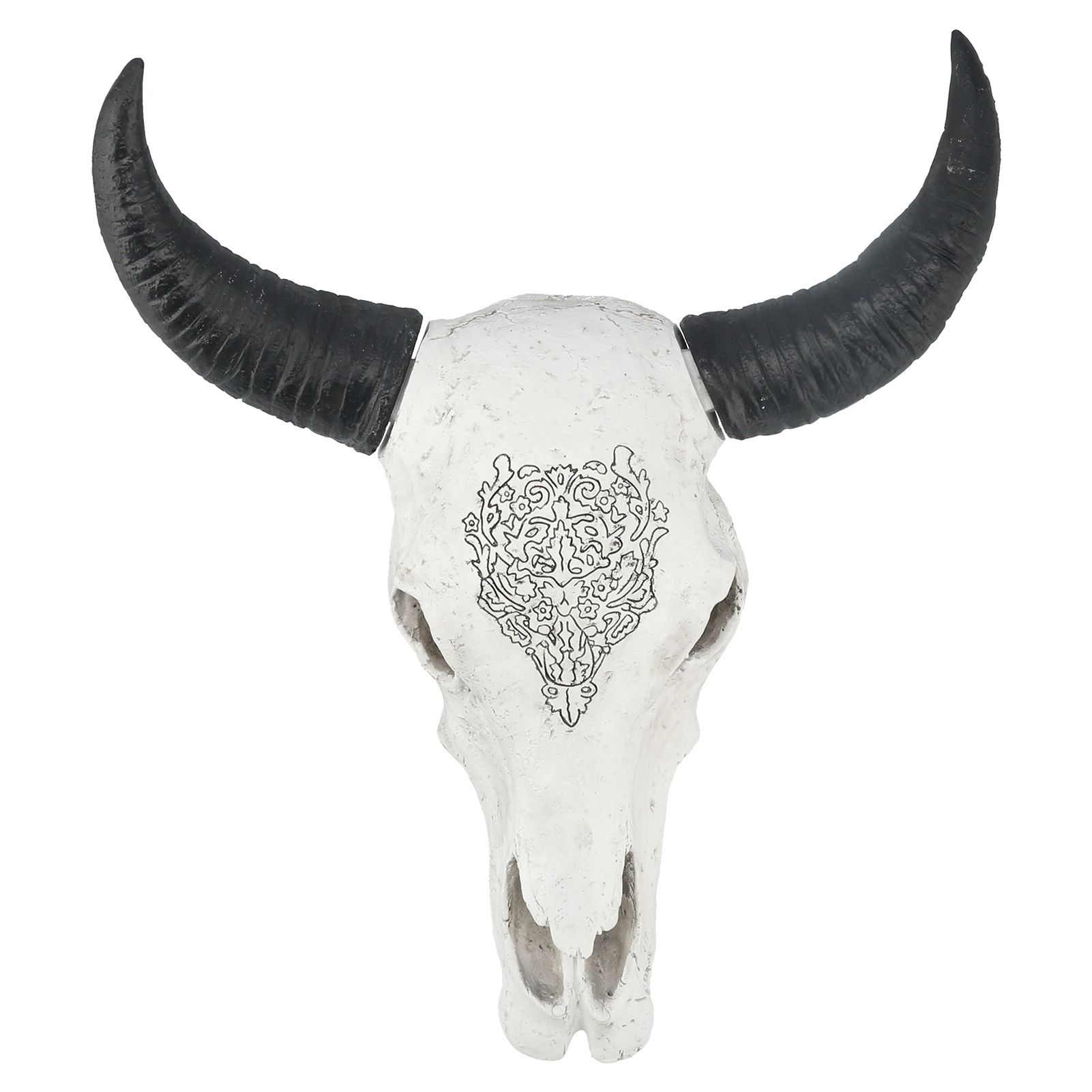 Resin Bull Head Wall Hanging Decoration Long Horn Animal Sculpture Background view 6