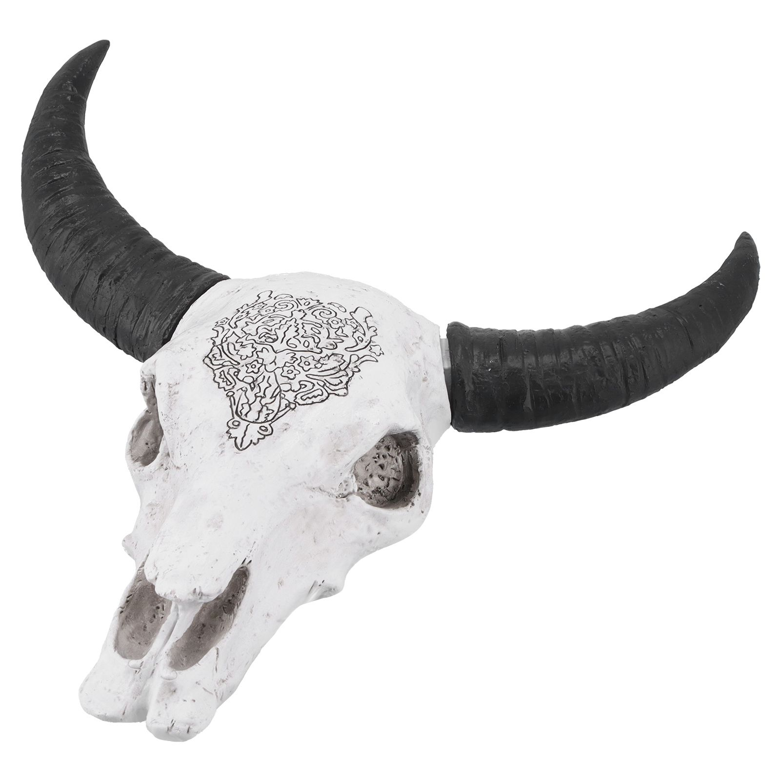 Resin Bull Head Wall Hanging Decoration Long Horn Animal Sculpture Background view 7