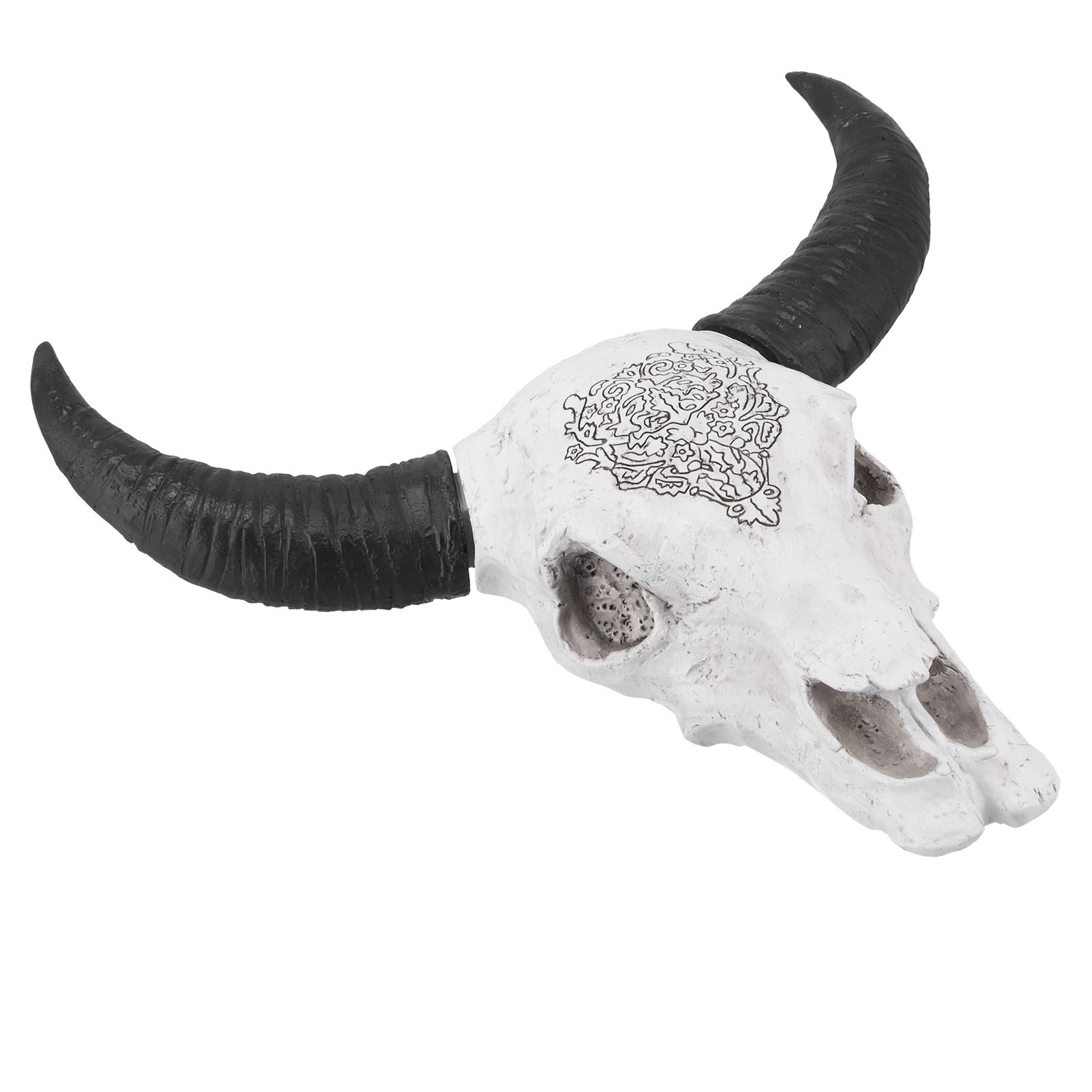 Resin Bull Head Wall Hanging Decoration Long Horn Animal Sculpture Background view 9