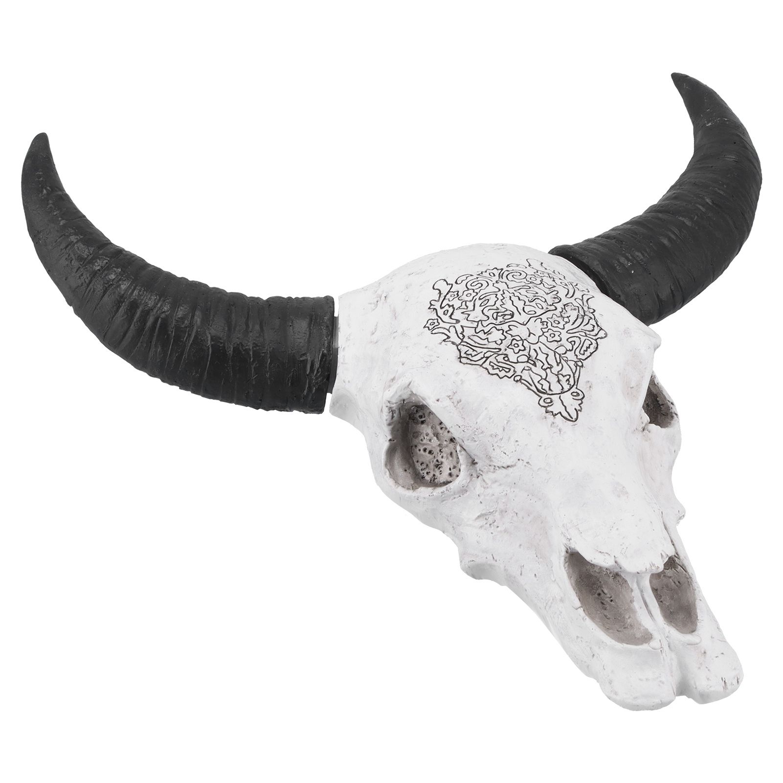Resin Bull Head Wall Hanging Decoration Long Horn Animal Sculpture Background view 10